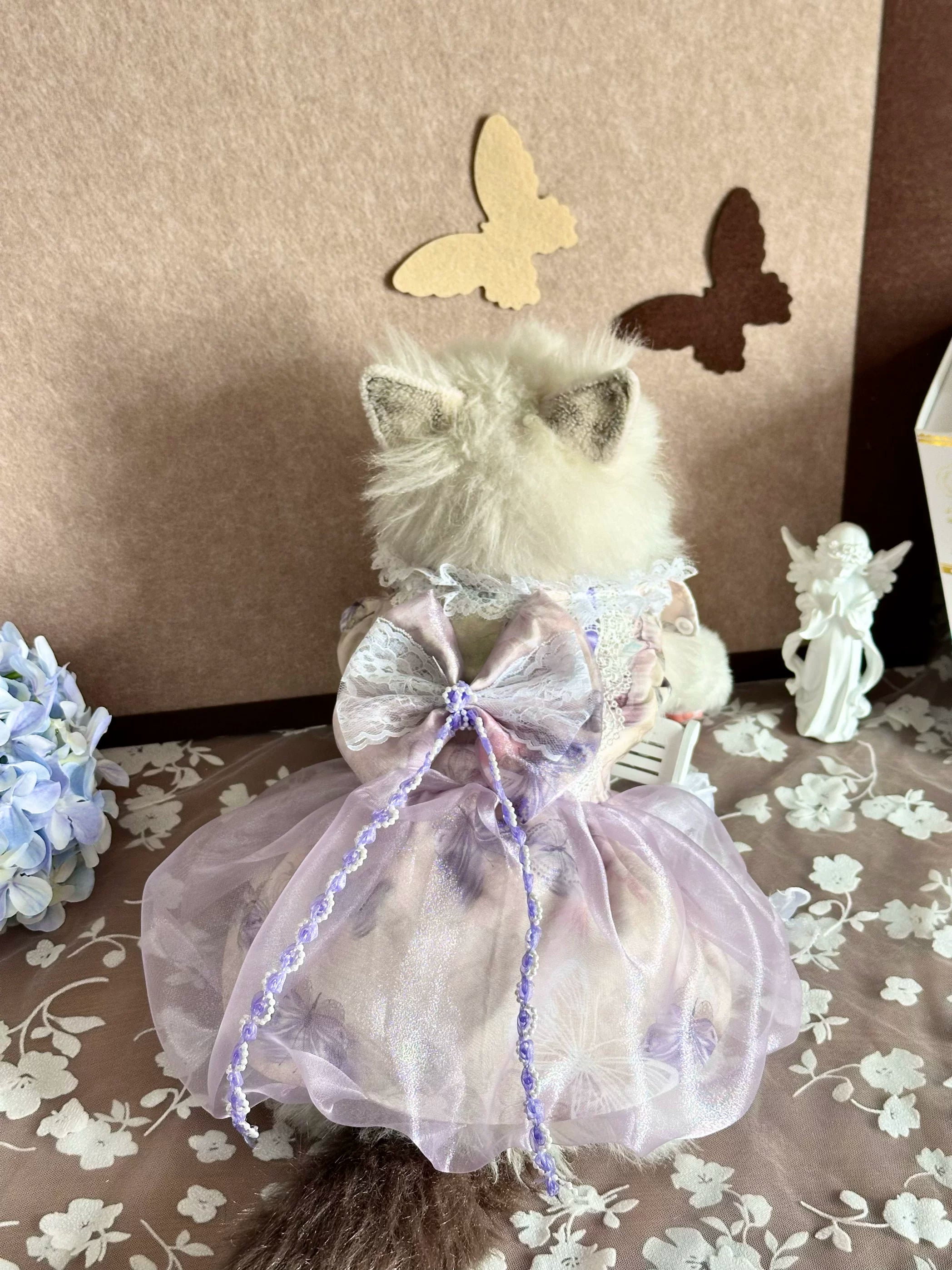 Rontop sparkling bow ribbon pet party dress for cats and small dogs