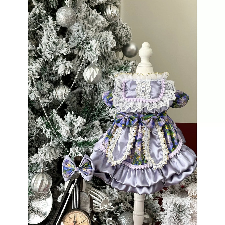 Purple Satin Bunny Ear Cat Outfit, Cute Dog Clothes