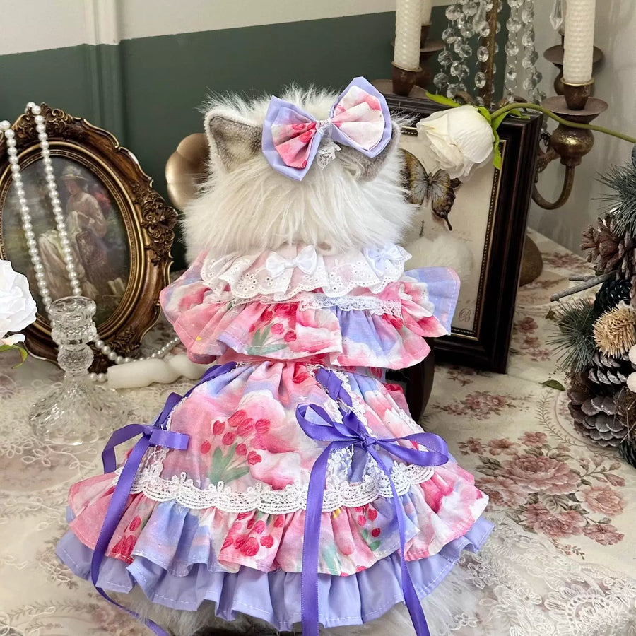 Cloud Lace Cat Dress, Pet Clothes