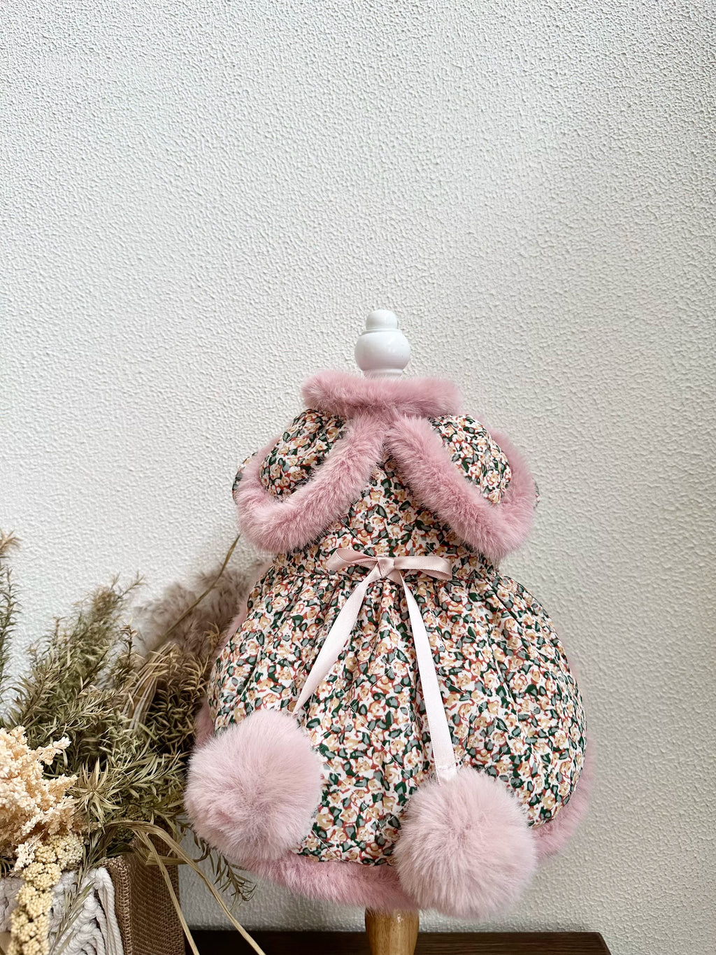Pink Ins Style Cat Dress, Cute Dog Clothes Party Outfit