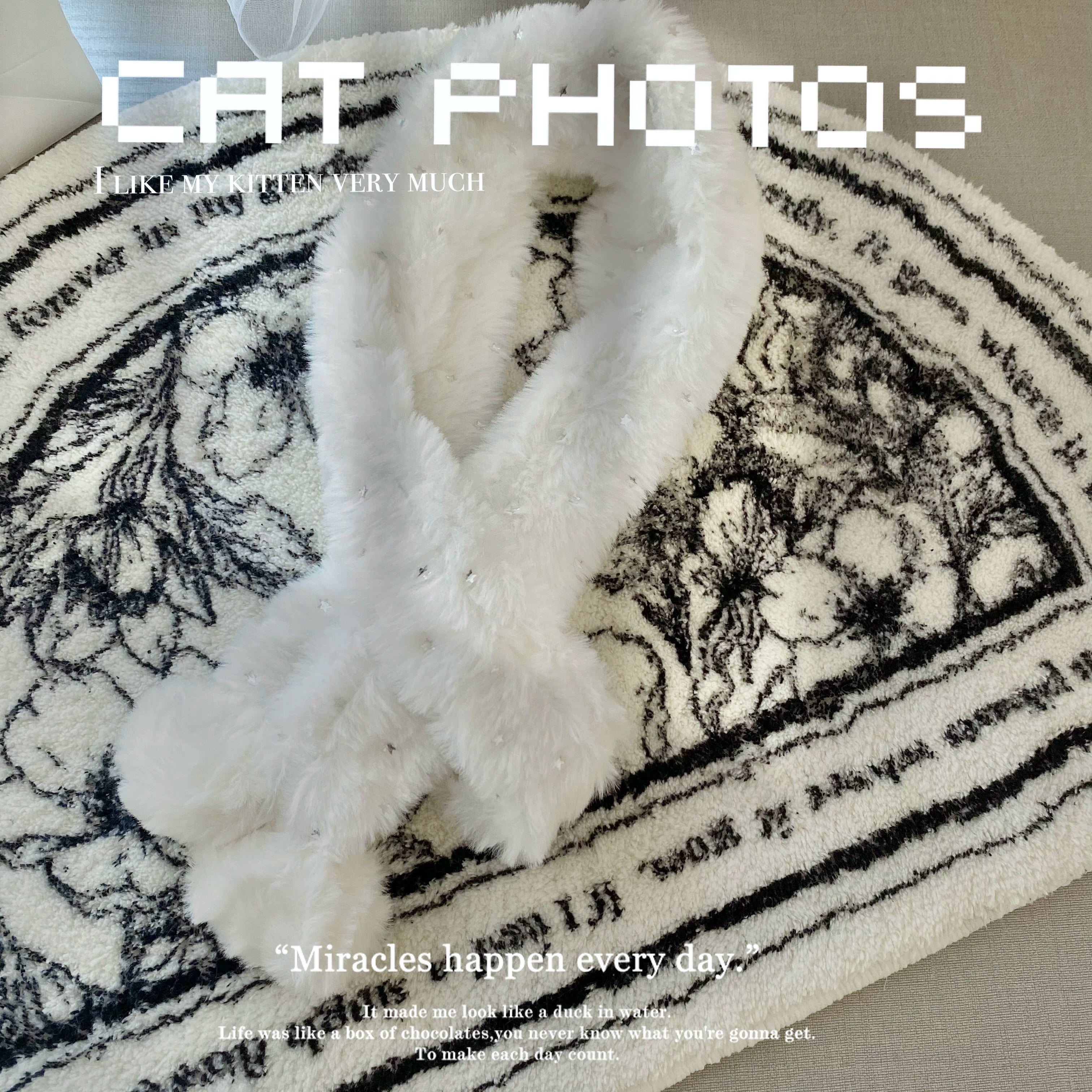 White Faux Fur Cat Winter Clothes, Dog Clothes for Small Dogs