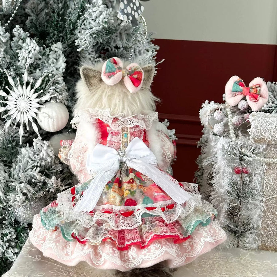 Sweet Lace Birthday Cat Dress, Dog Birthday Outfit