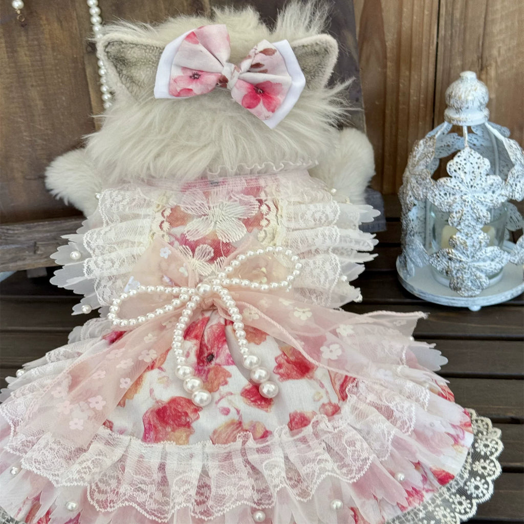 Sweet Embroidered Lace Pet Dress for Small Dogs