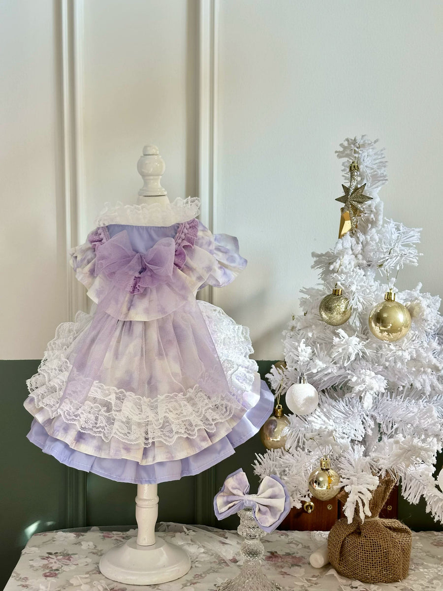 Purple Lace Feather Tulle Pet Dress for Cats and Small Dogs - Image 4