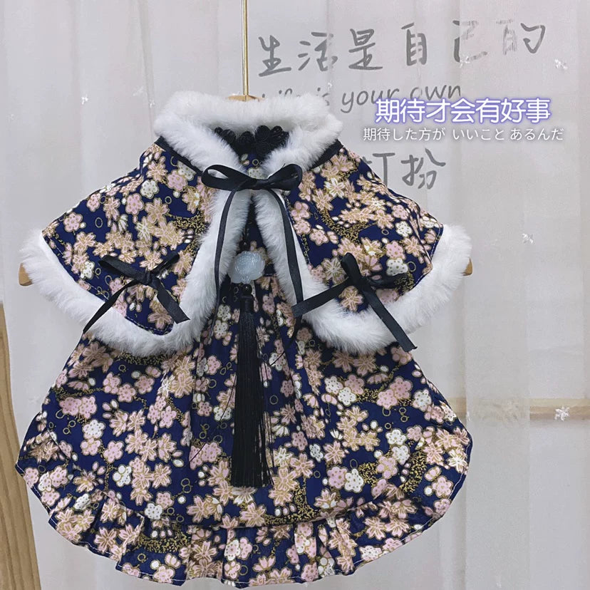 Red Hanfu Cat Clothes, Dog Clothes for Small Dogs, New Year