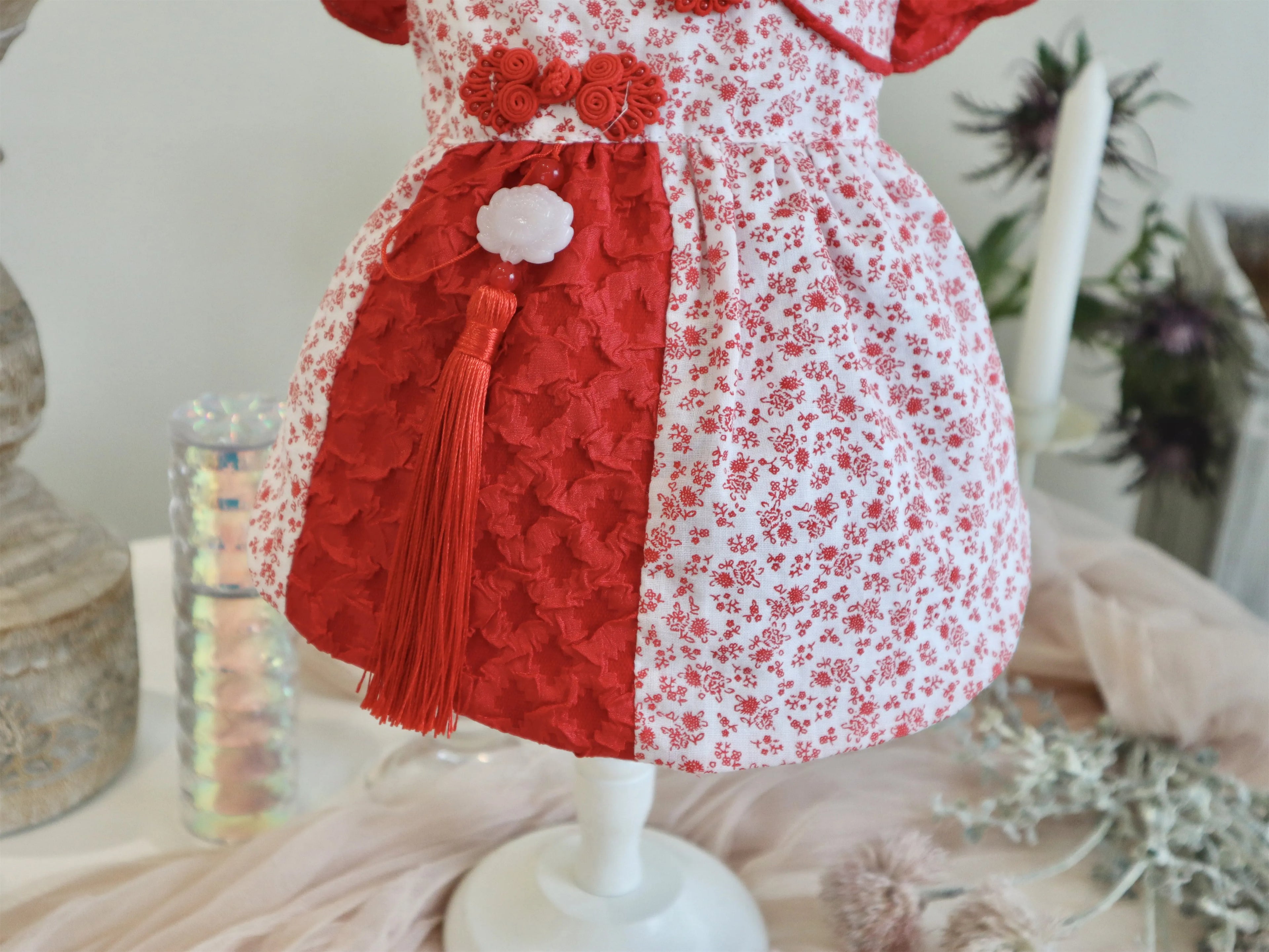 Red Padded New Year Cat Winter Clothes, Dog Clothes for Small Dogs