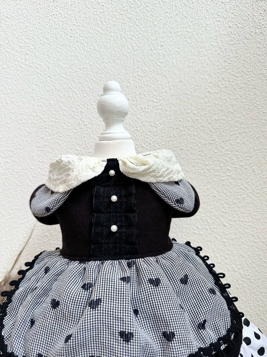 Black Heart Polka Dot Cat Clothes, Dog Clothes for Small Dogs