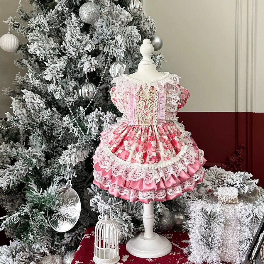 Pearl Rose Dog Princess Dress, Cute Cat Clothes