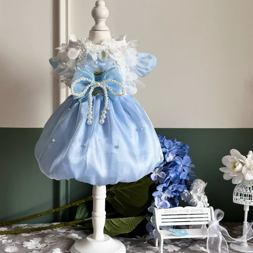 Blue Pearl Tulle Pet Dress for Dogs and Cats