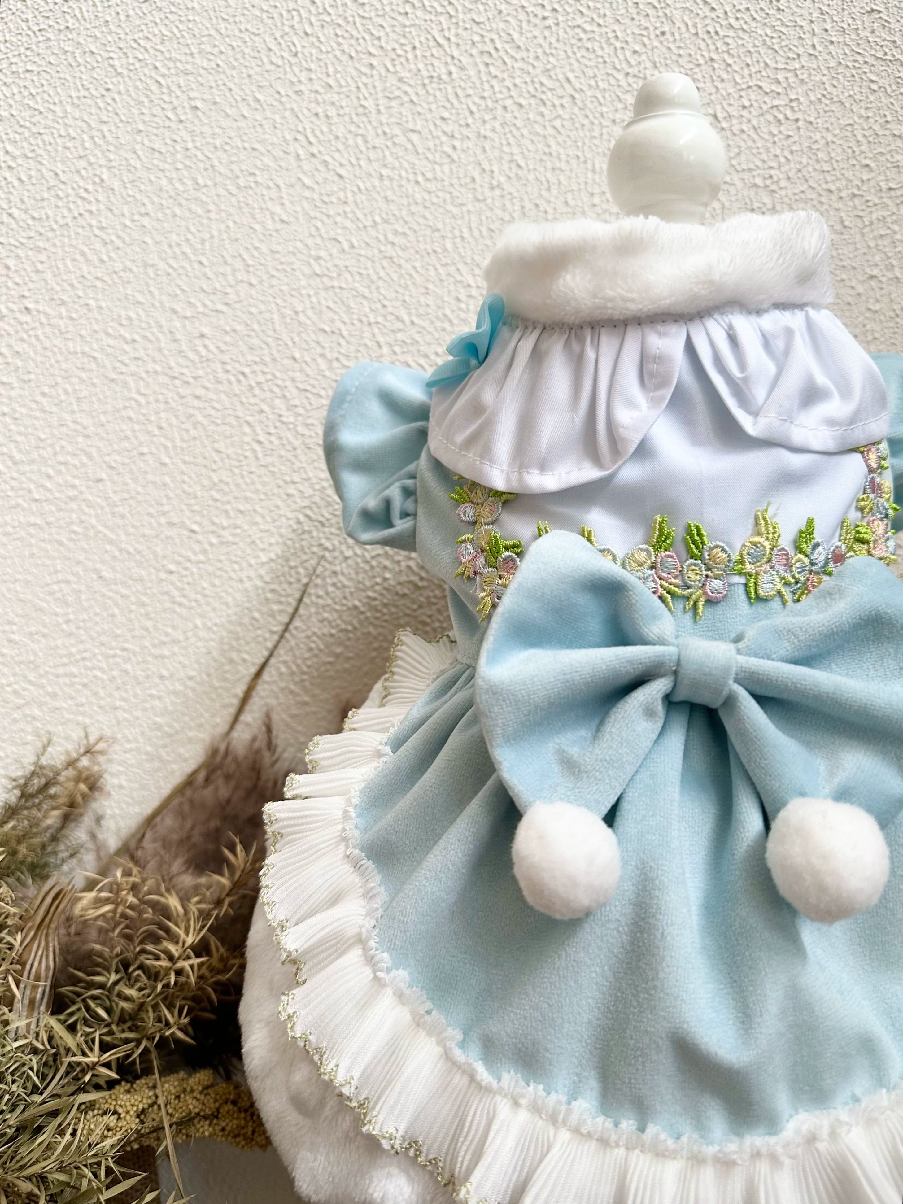 Blue Velvet Dog Clothes for Small Dogs, Cat Clothes