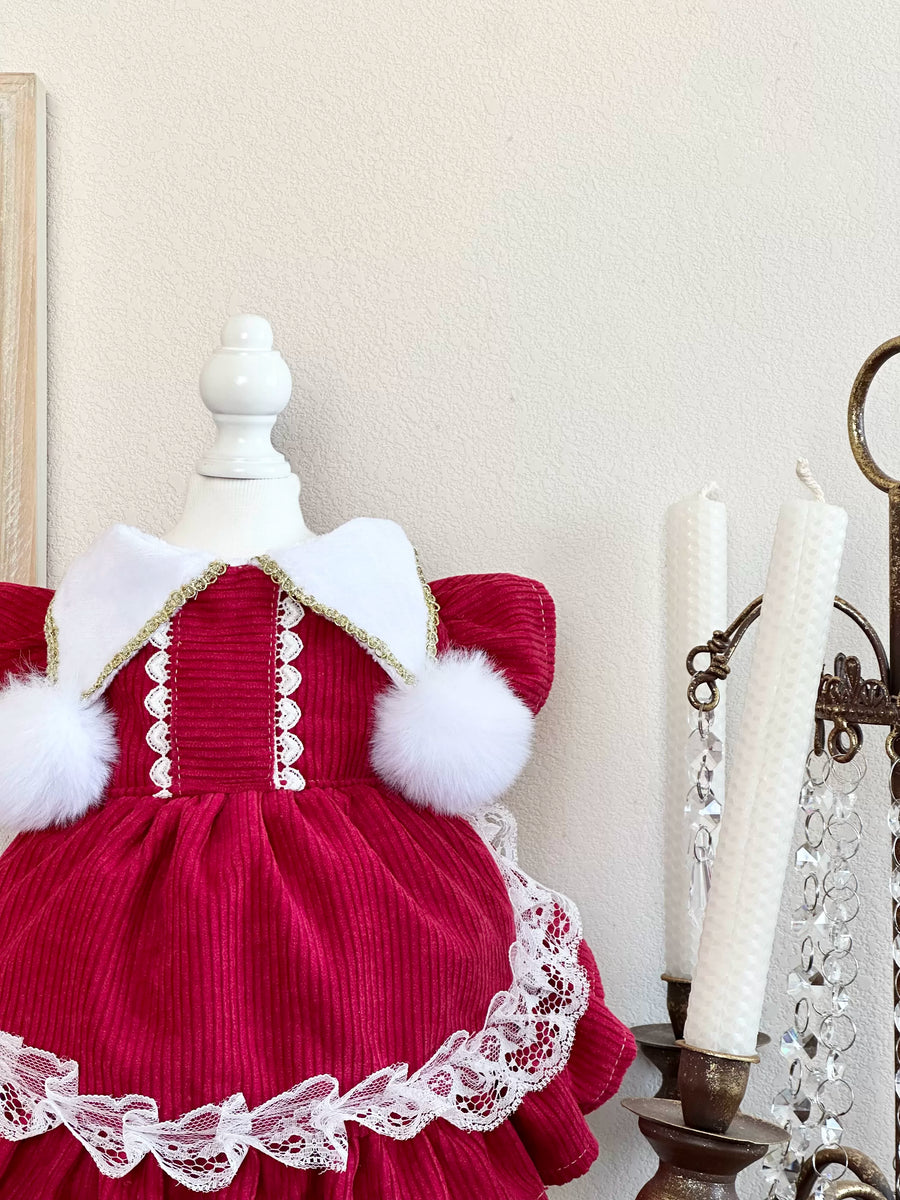 Red Corduroy New Year Cat Birthday Outfit, Dog Birthday Dress - image 11