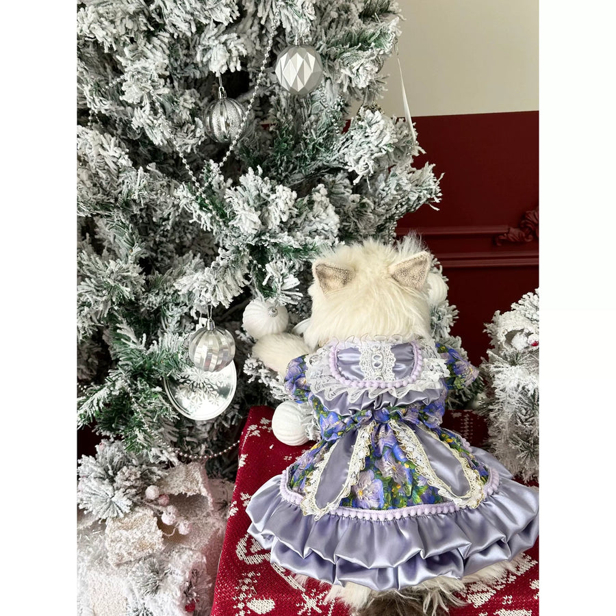 Purple Satin Bunny Ear Cat Outfit, Cute Dog Clothes