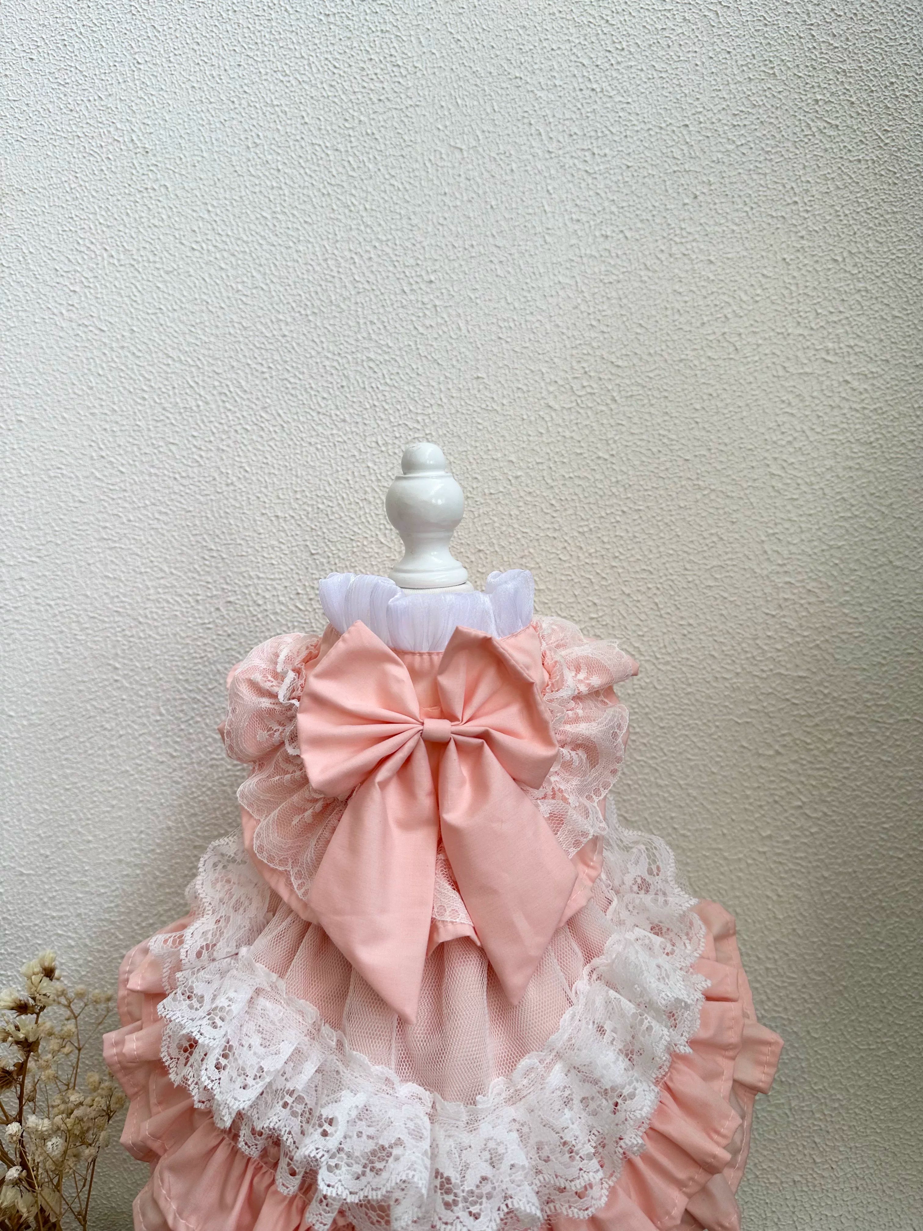 Pink Lace Lolita Cat Princess Dress, Dog Clothes for Small Dogs