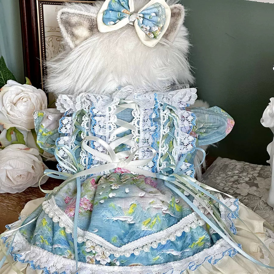 Water Lily Pearl Cat Dress, Cat Apparel