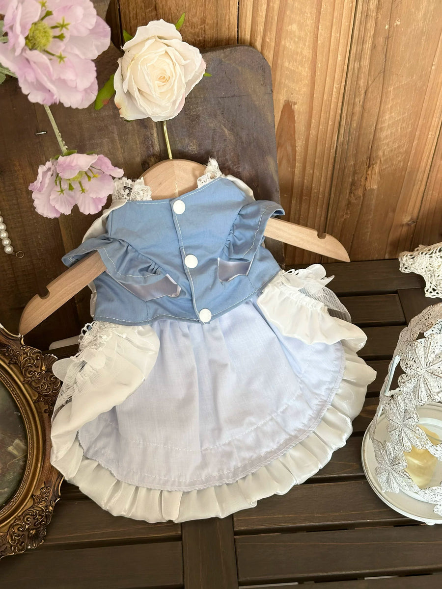 Blue Denim Fairy Cat Princess Dress, Small Dog Outfit
