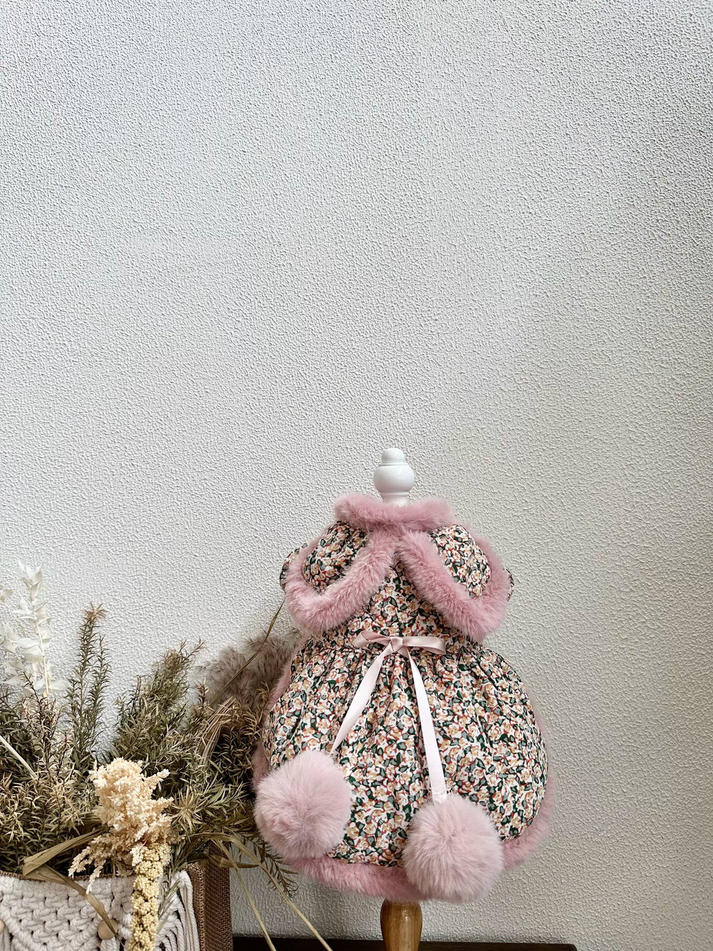 Pink Ins Style Cat Dress, Cute Dog Clothes Party Outfit