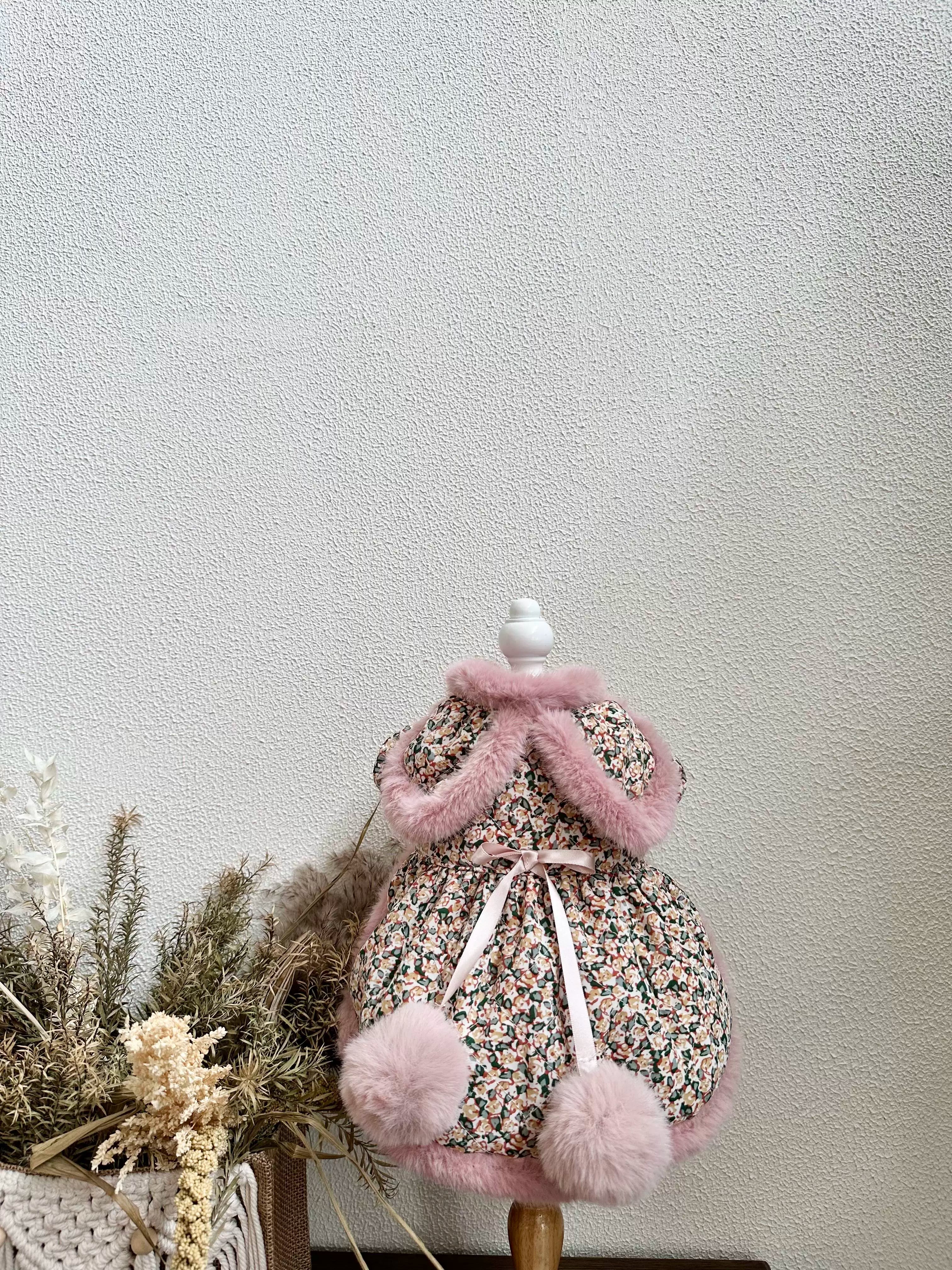 Pink Ins Style Cat Dress, Cute Dog Clothes Party Outfit