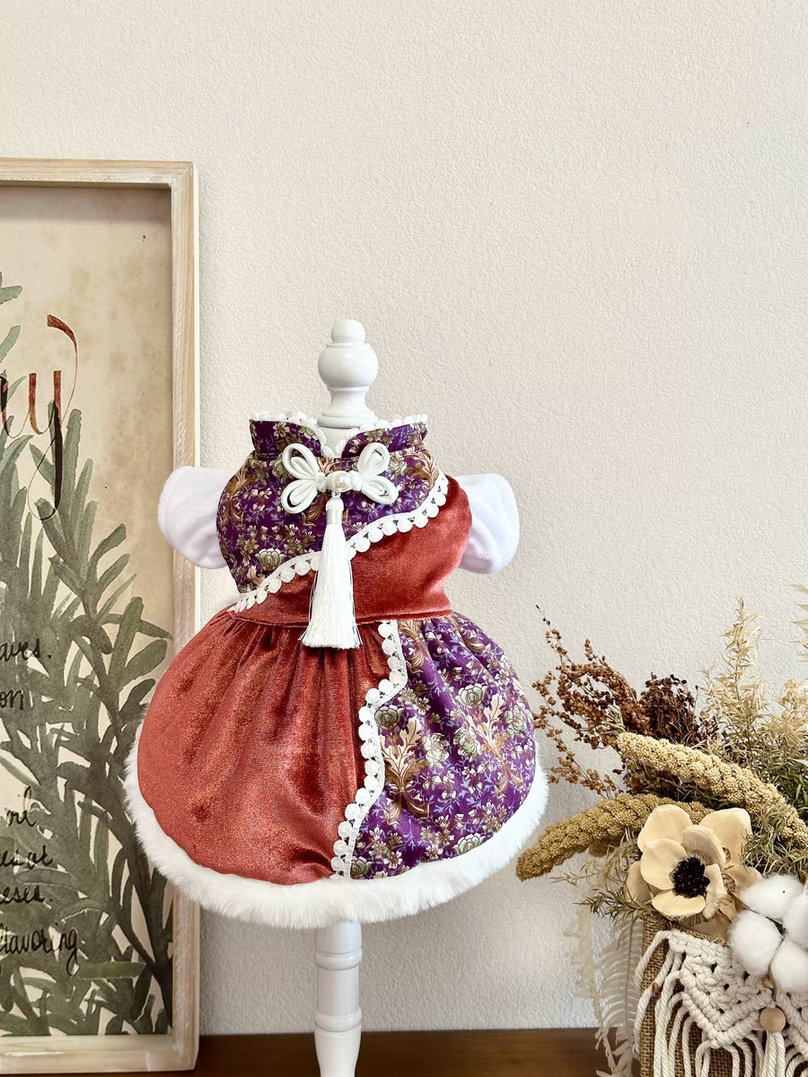 Floral Chinese Tang Cat Apparel, Cat Clothes - image 8