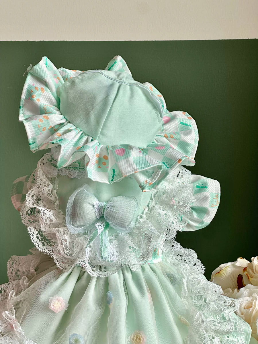 Mint Green Lace Rose Cat Princess Dress, Cat Apparel - image 10