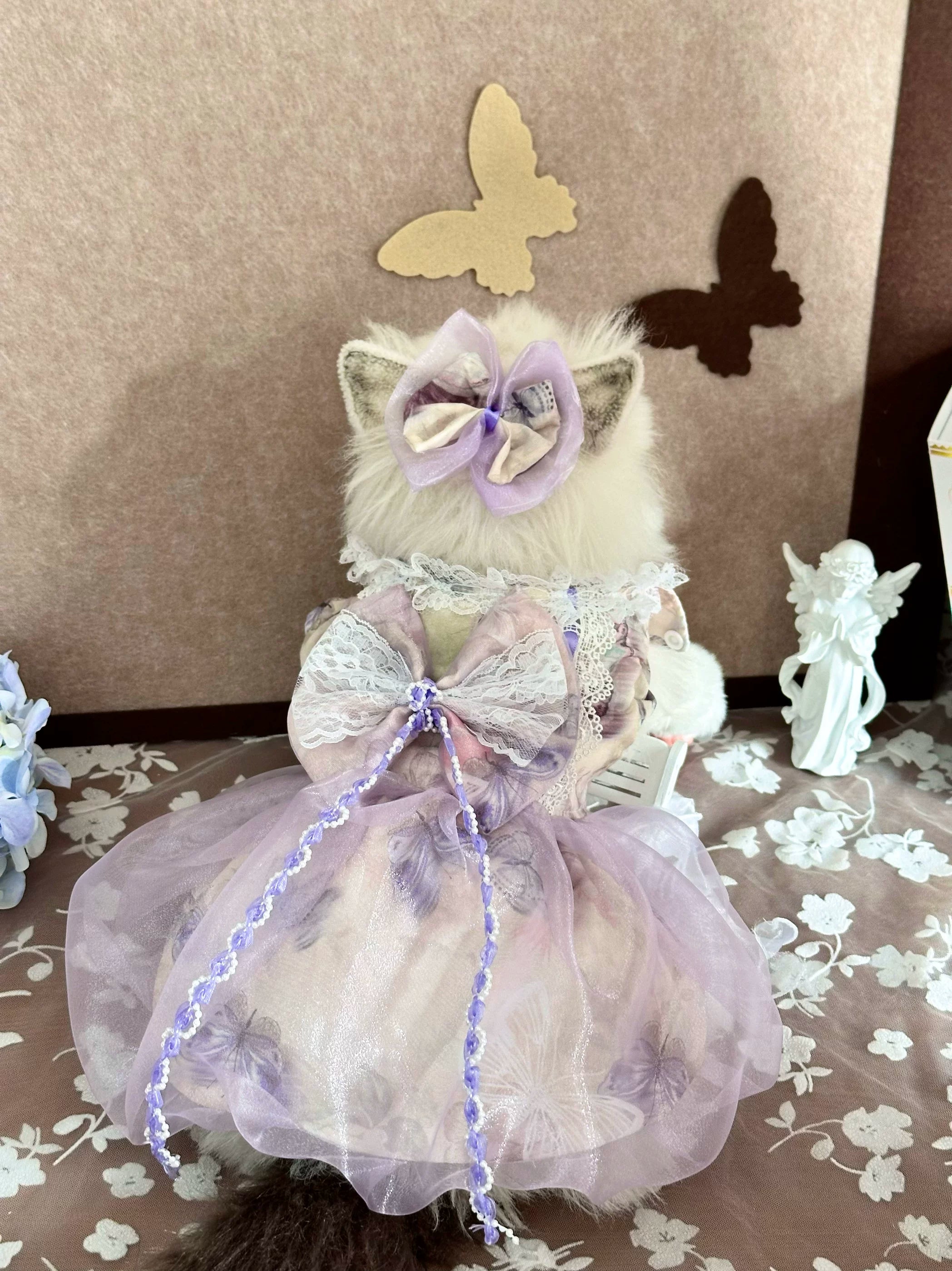 Rontop sparkling bow ribbon pet party dress for cats and small dogs
