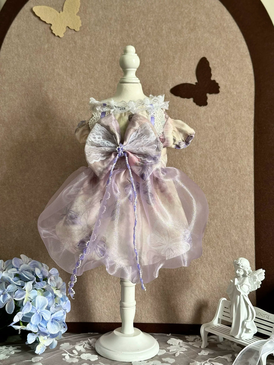 Rontop sparkling bow ribbon pet party dress for cats and small dogs