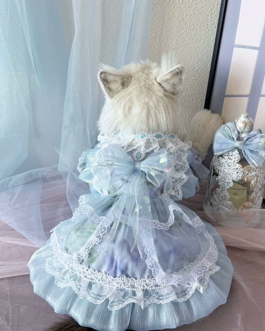 Blue Butterfly Shimmer Pet Dress for Cats and Small Dogs - Image 5