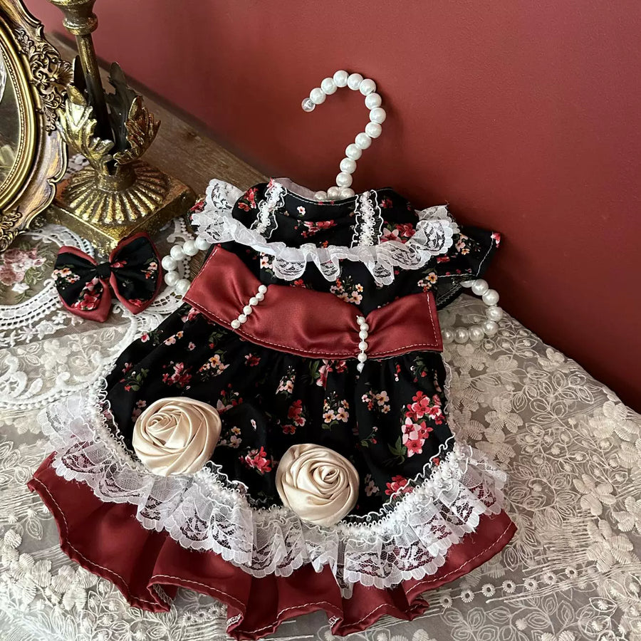 Wine Red Rose Birthday Dog Birthday Dress, Cat Birthday Outfit - image 2
