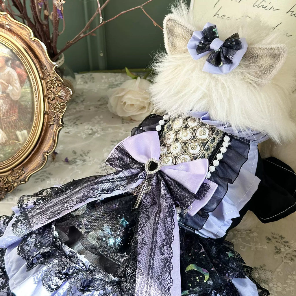 Dark Purple Starry Tulle Pet Dress for Dogs and Cats