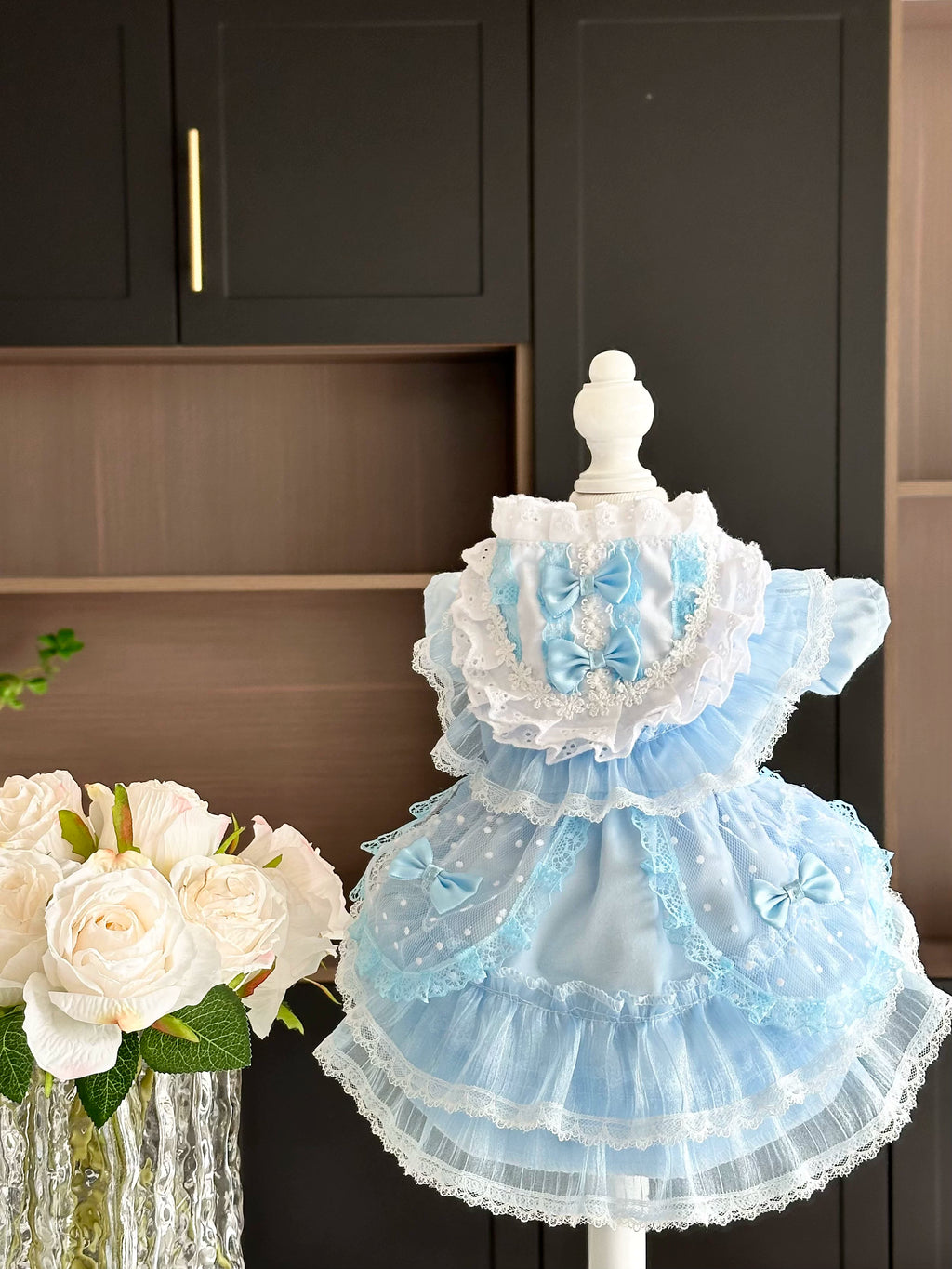 Fresh Blue Gauze Pet Dress for Small Dogs and Cats