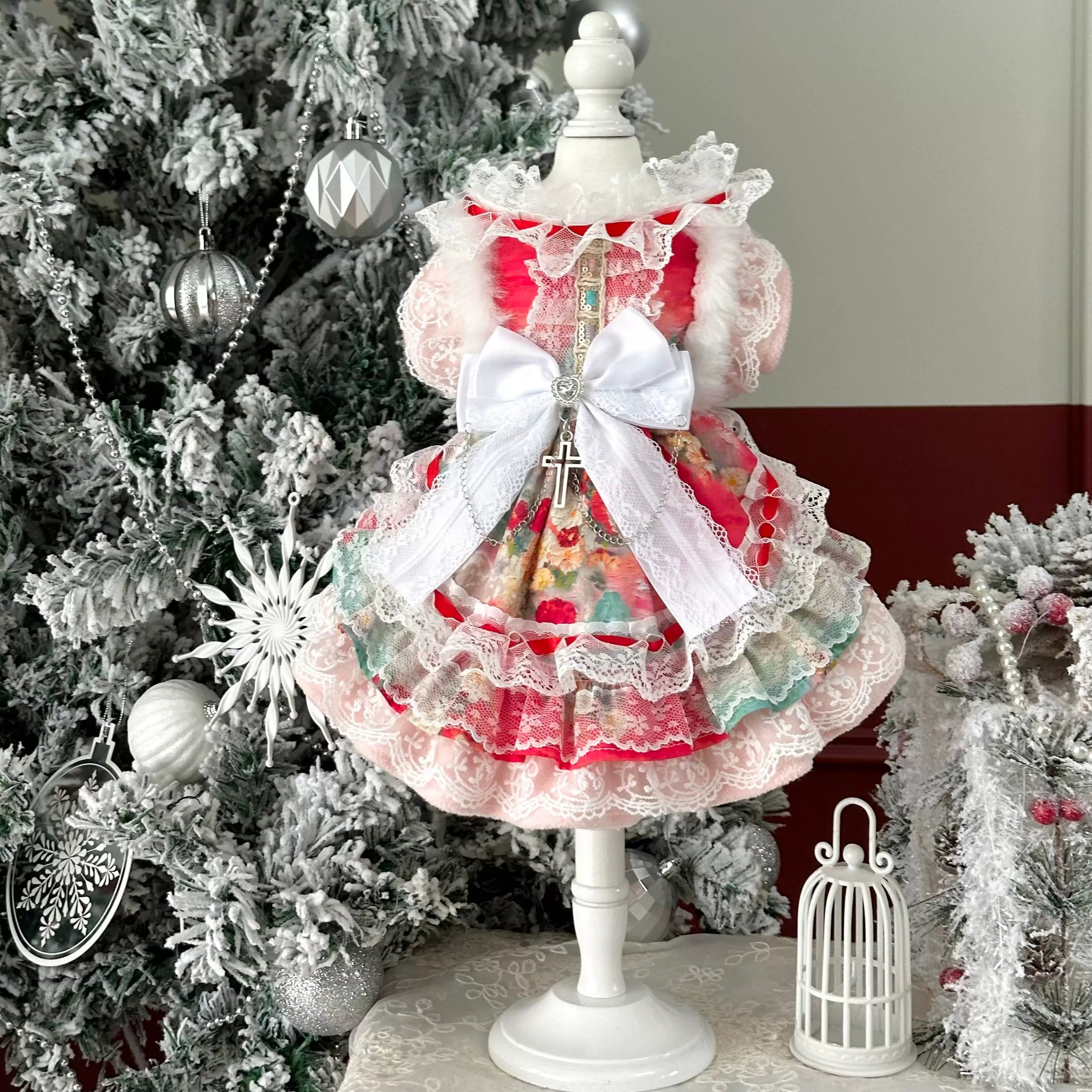 Sweet Lace Birthday Cat Dress, Dog Birthday Outfit