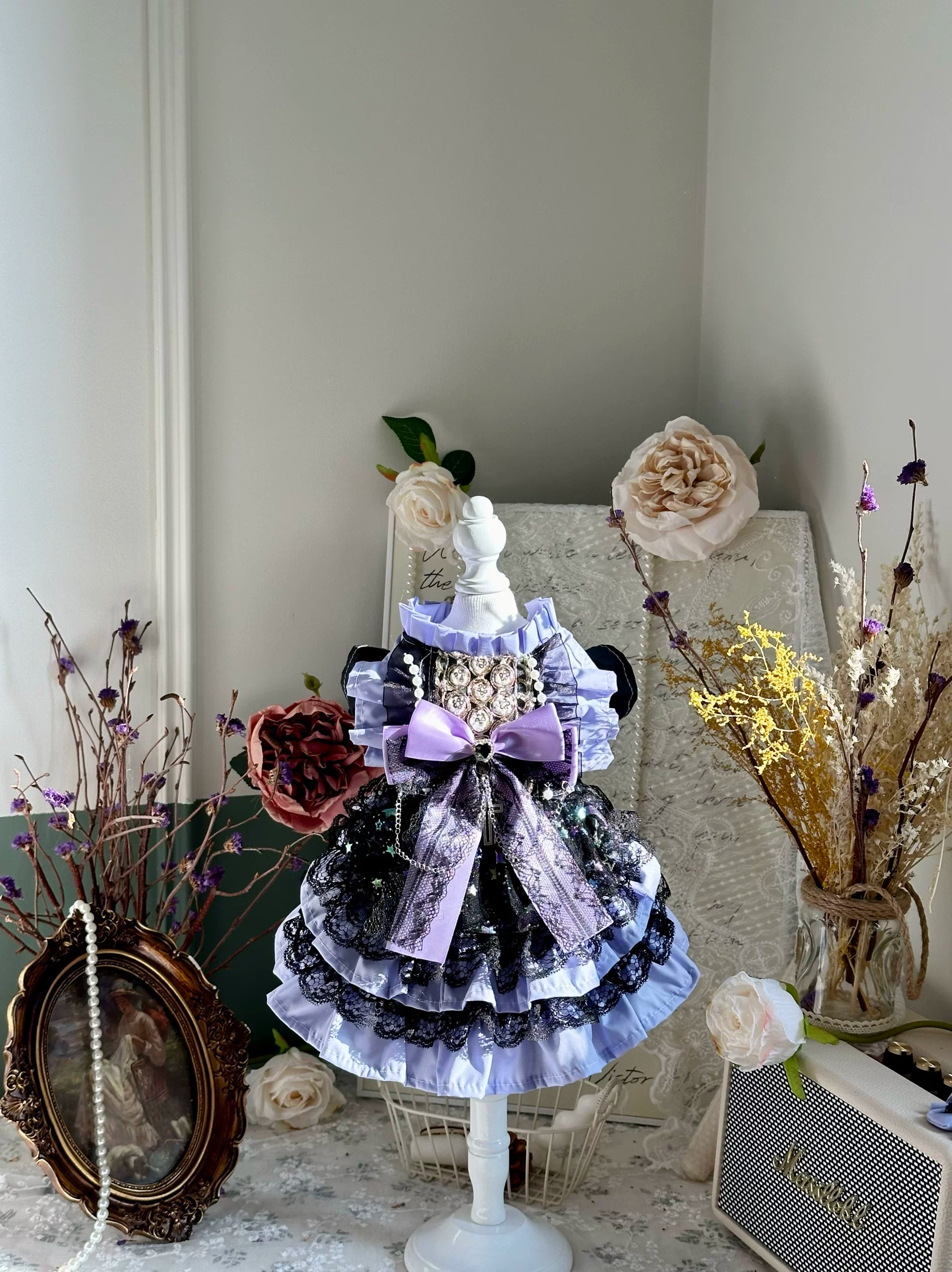 Dark Purple Starry Tulle Pet Dress for Dogs and Cats