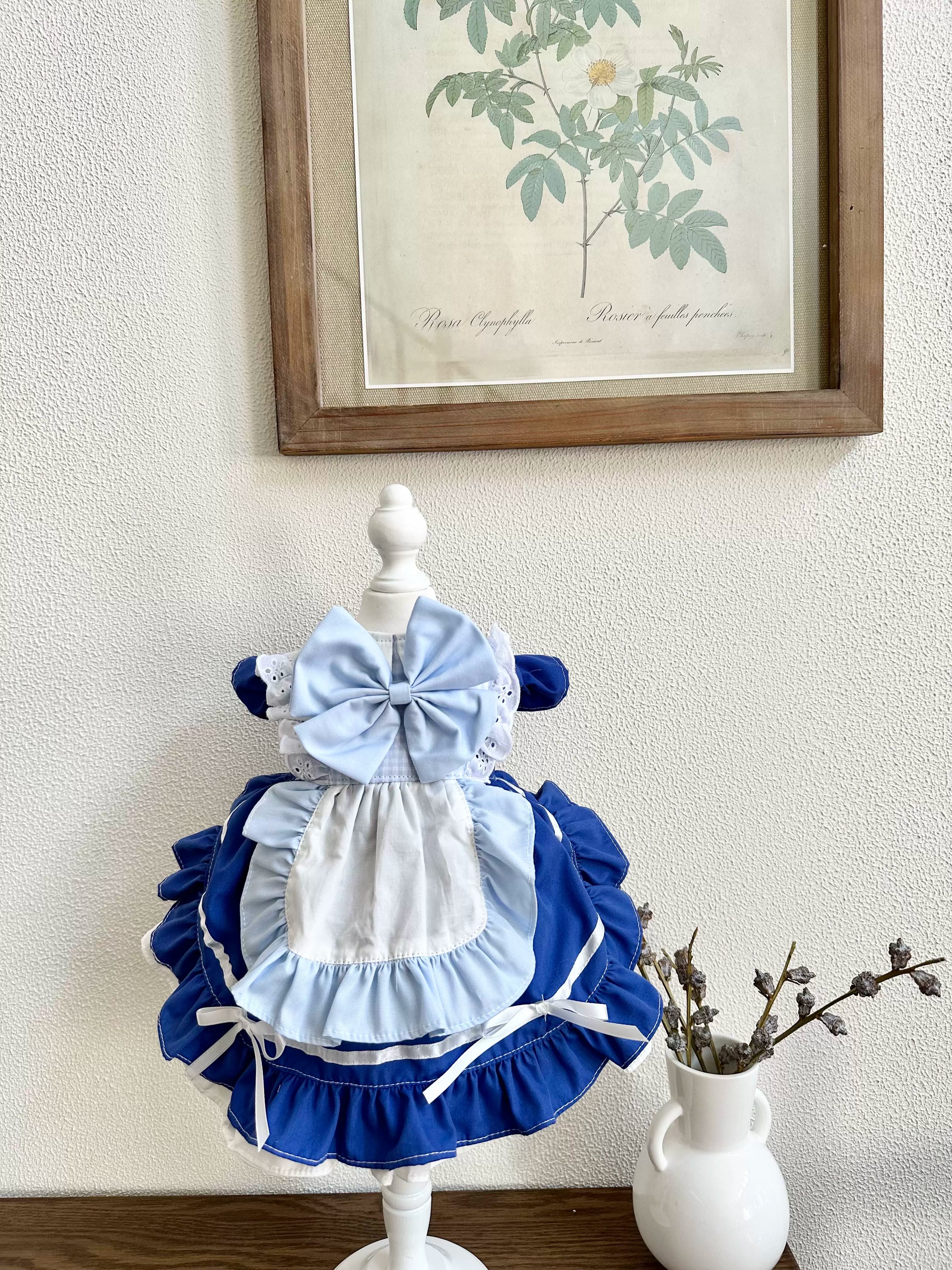 Sapphire Blue Cat Dress, Dog Clothes for Small Dogs