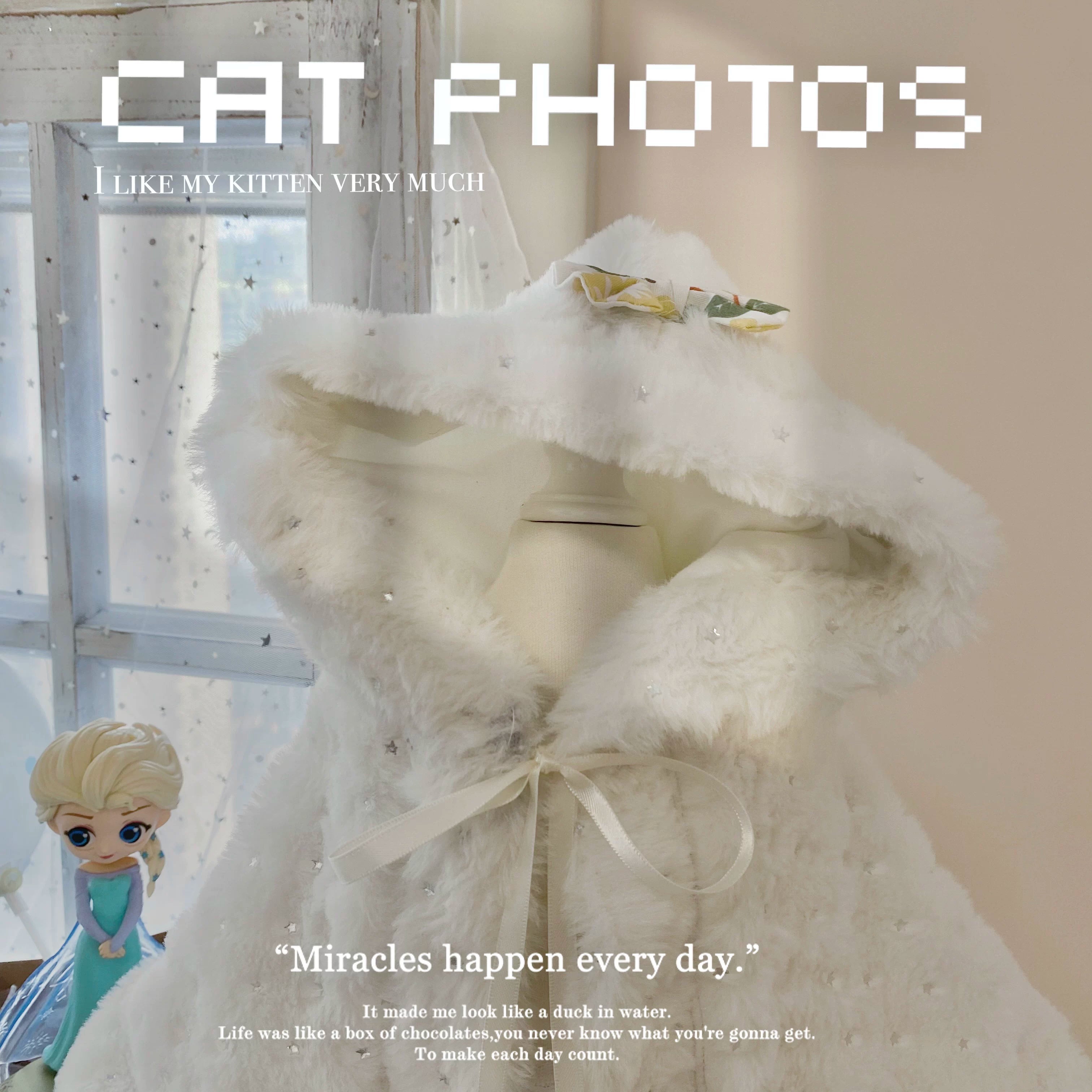 White Faux Fur Cat Winter Clothes, Dog Clothes for Small Dogs