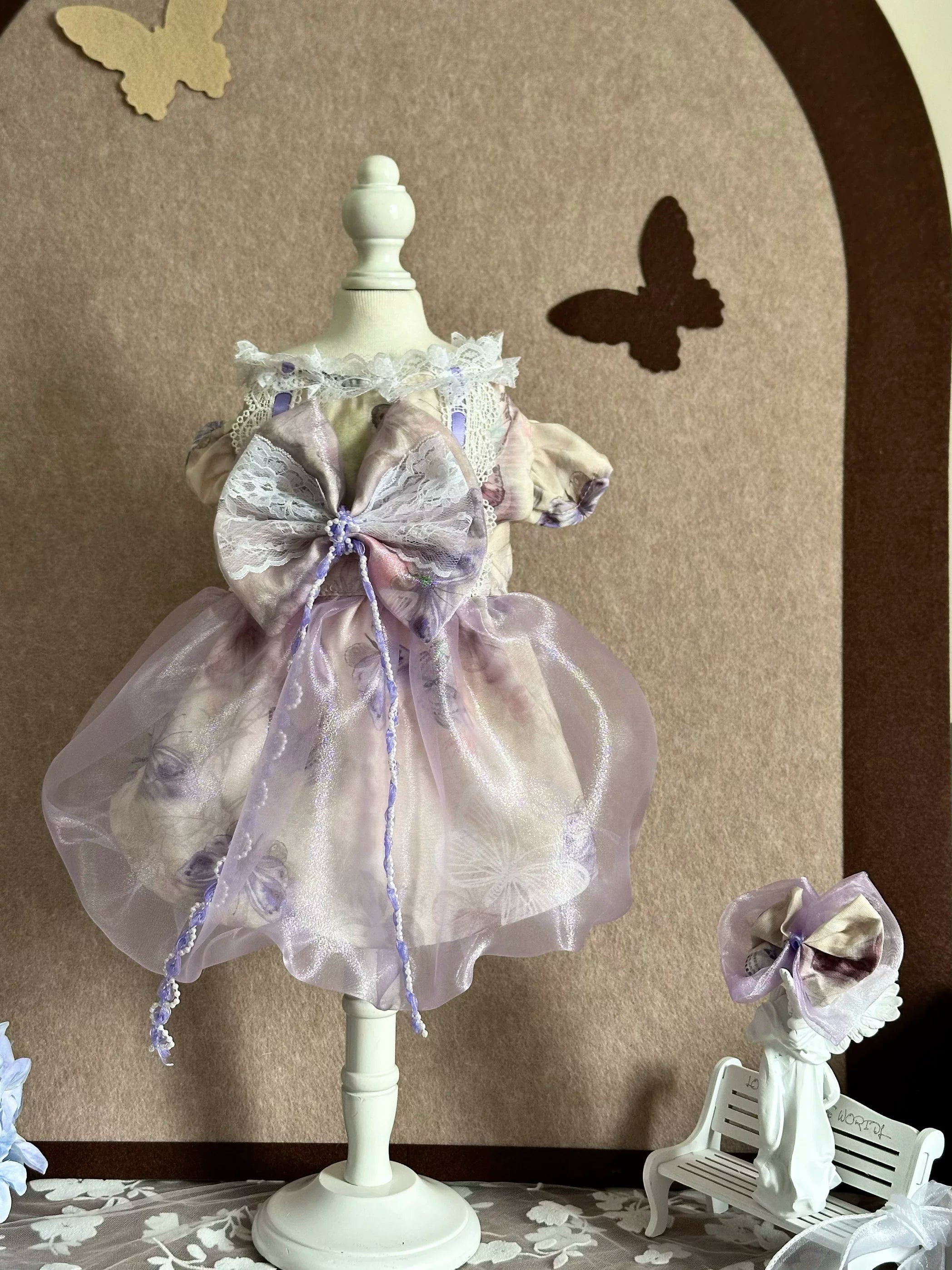 Rontop sparkling bow ribbon pet party dress for cats and small dogs