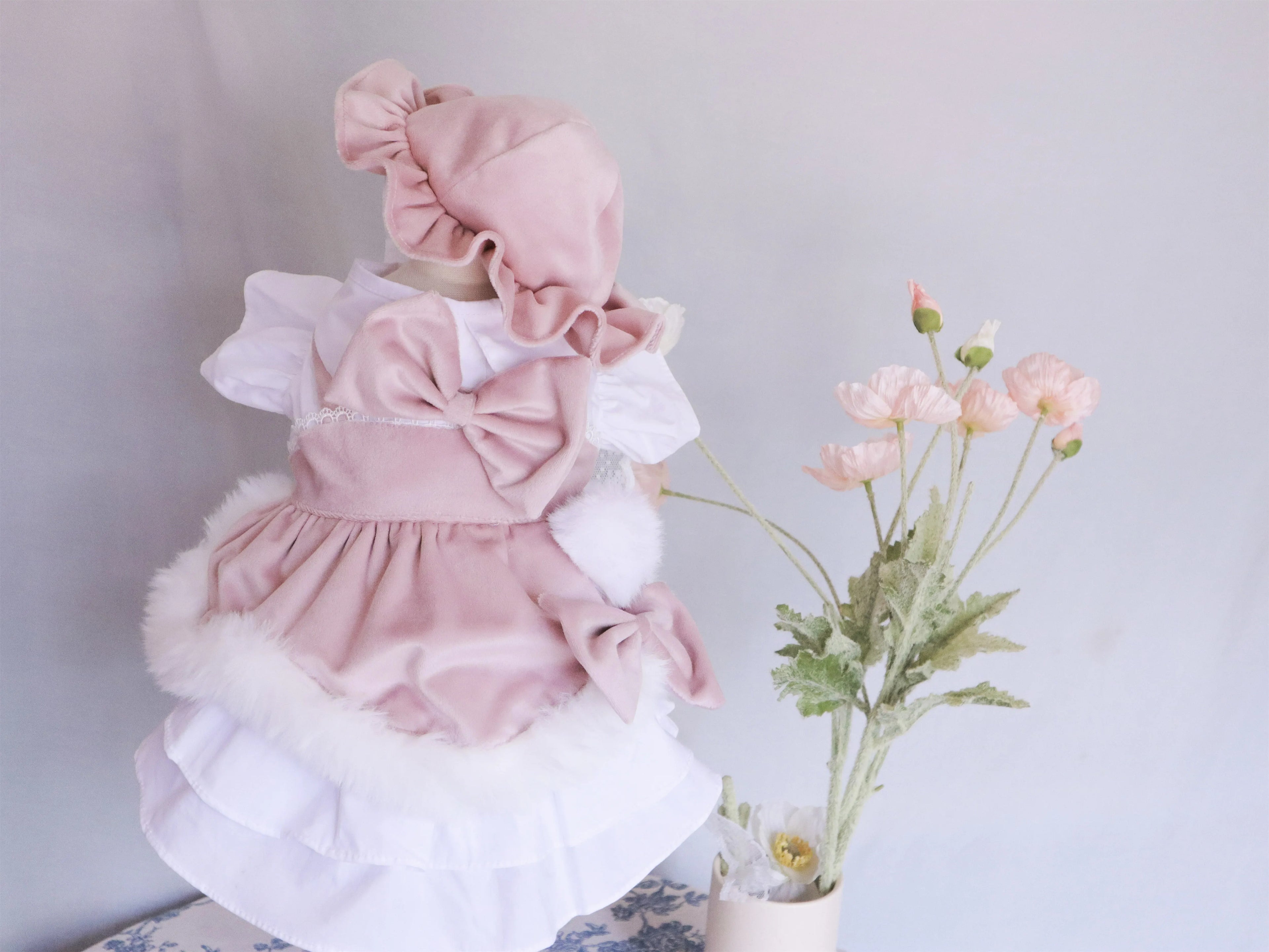 Warm Velvet Lolita Cat Winter Clothes, Dog Clothes for Small Dogs