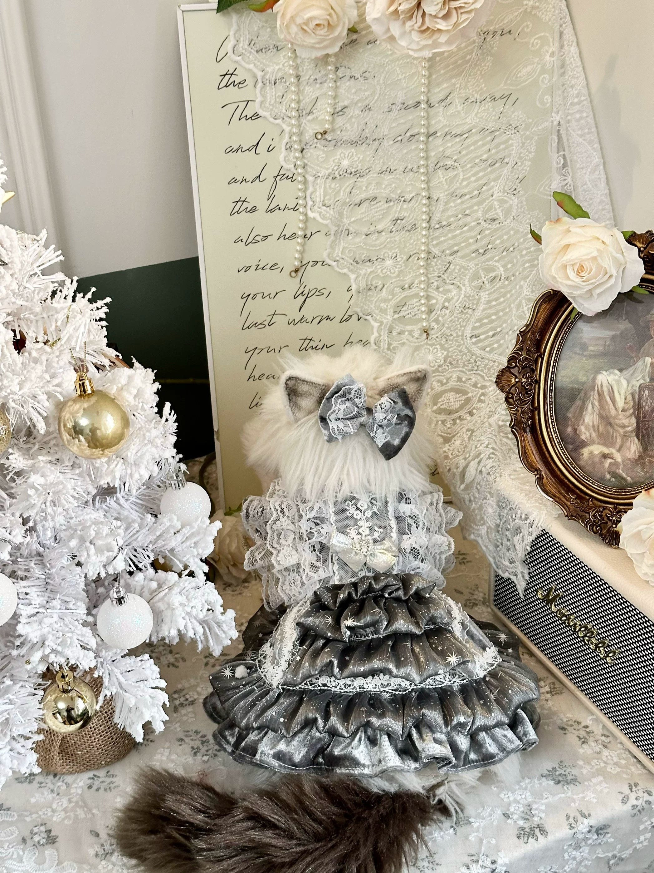 Silver Snowflake Party Pet Dress for Cats and Small Dogs