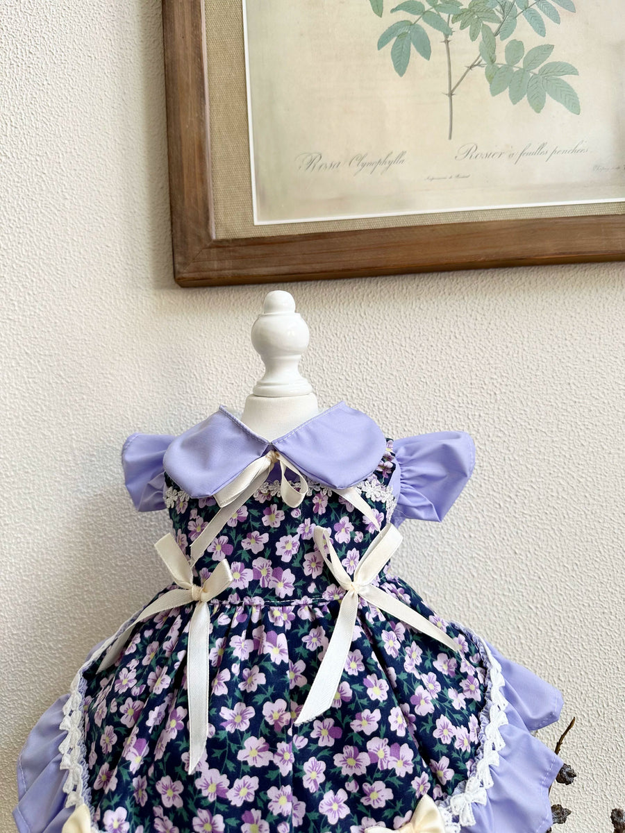 Purple French Cat Dress, Clothes for Small Dogs Party Outfit