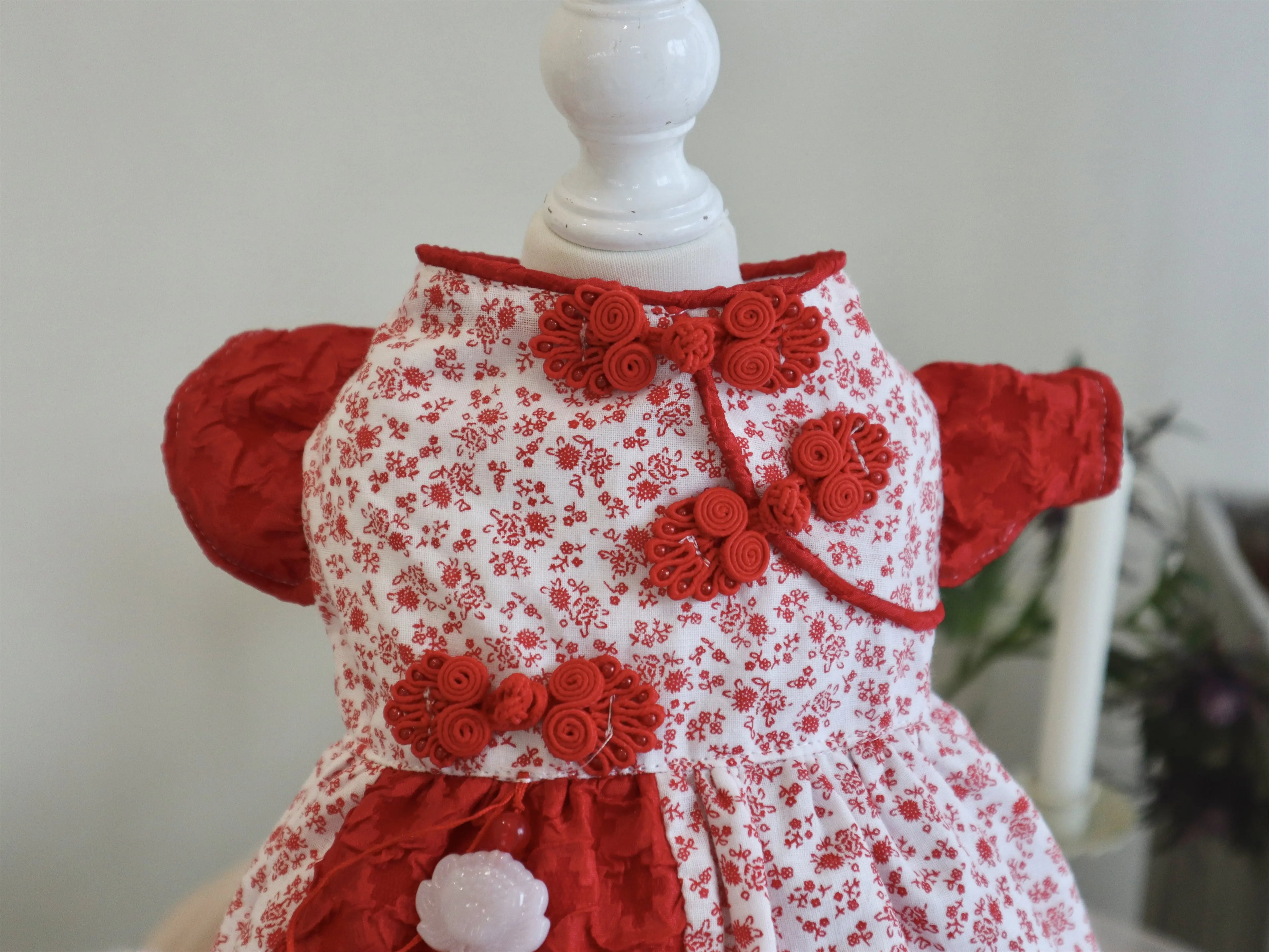 Red Padded New Year Cat Winter Clothes, Dog Clothes for Small Dogs