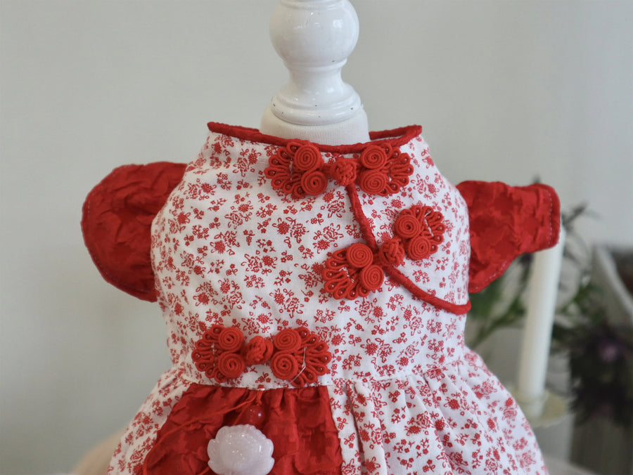 Red Padded New Year Cat Winter Clothes, Dog Clothes for Small Dogs