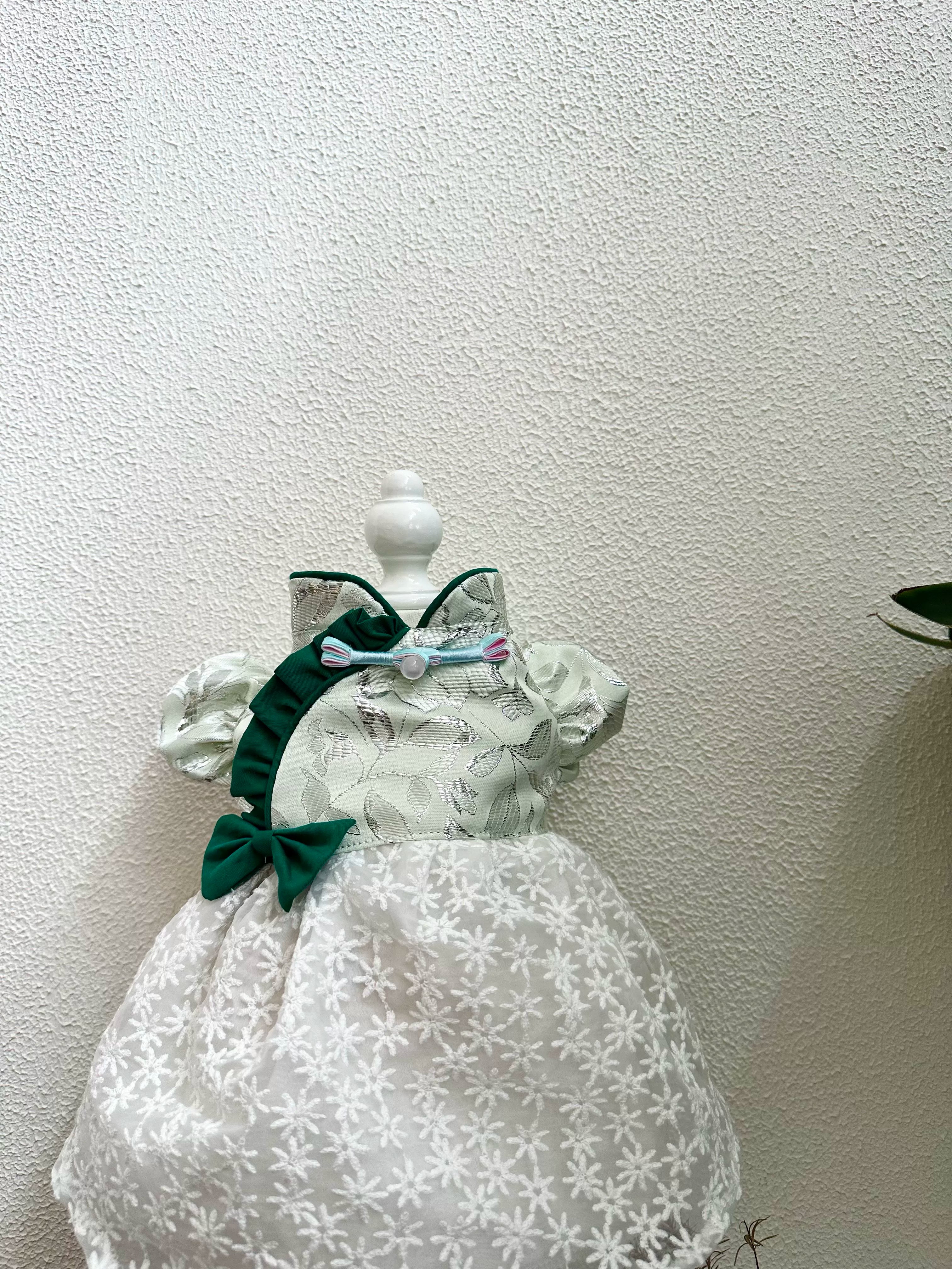 Green Chinese Style Cat Dress, Dog Clothes for Small Dogs