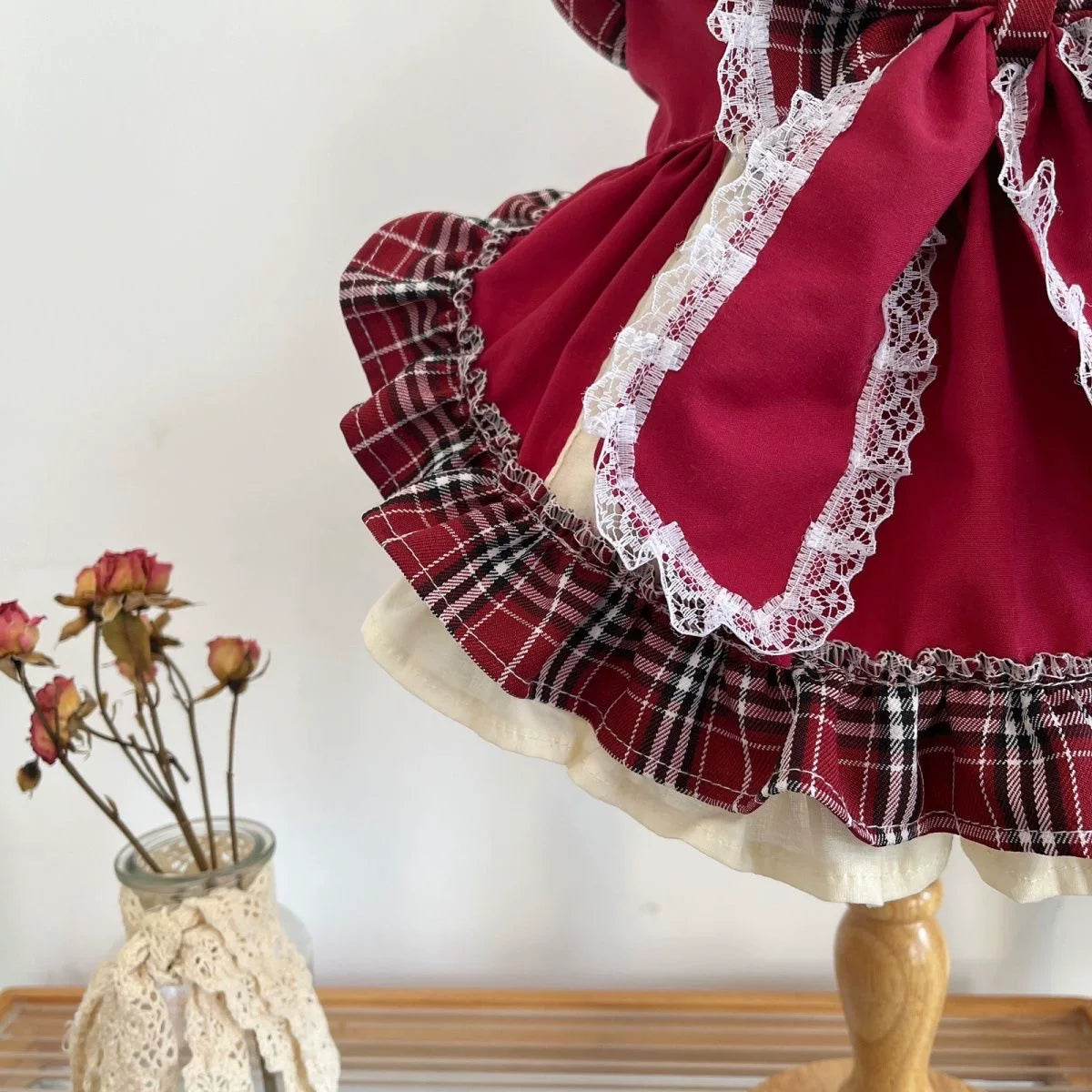 Plaid Bow Lolita Cat Princess Dress, Dog Clothes for Small Dogs