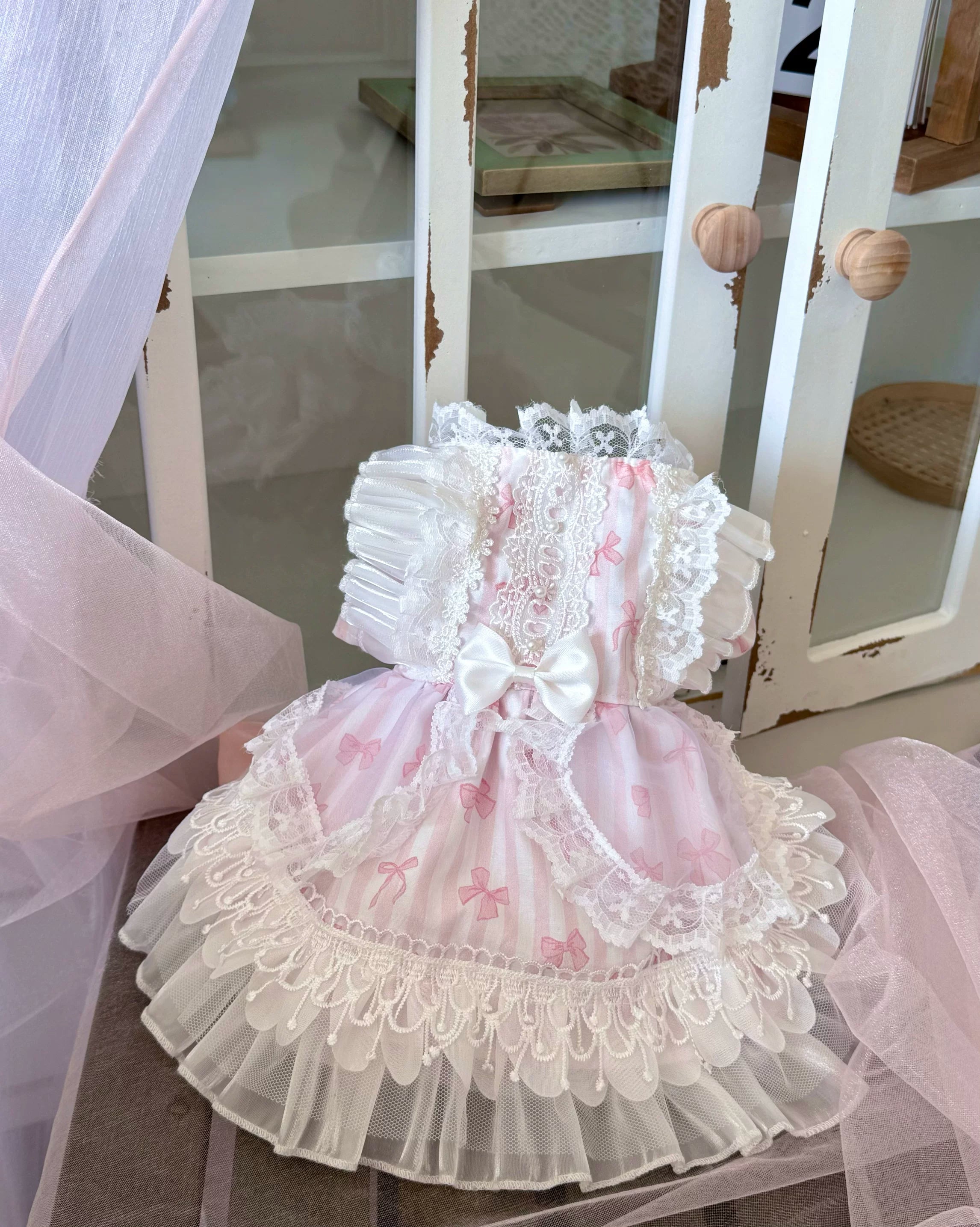 Striped Bow Tulle Pet Dress for Cats and Small Dogs