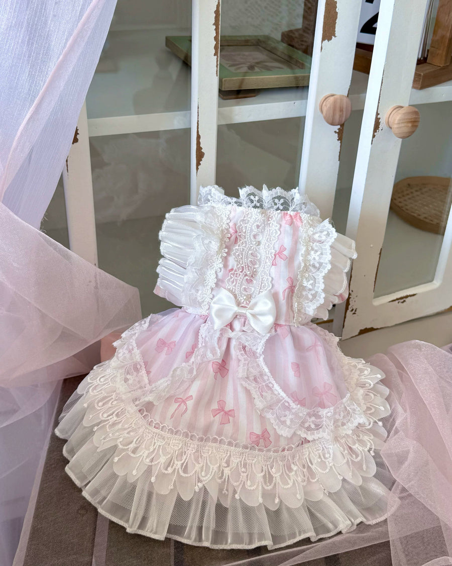 Striped Bow Tulle Pet Dress for Cats and Small Dogs