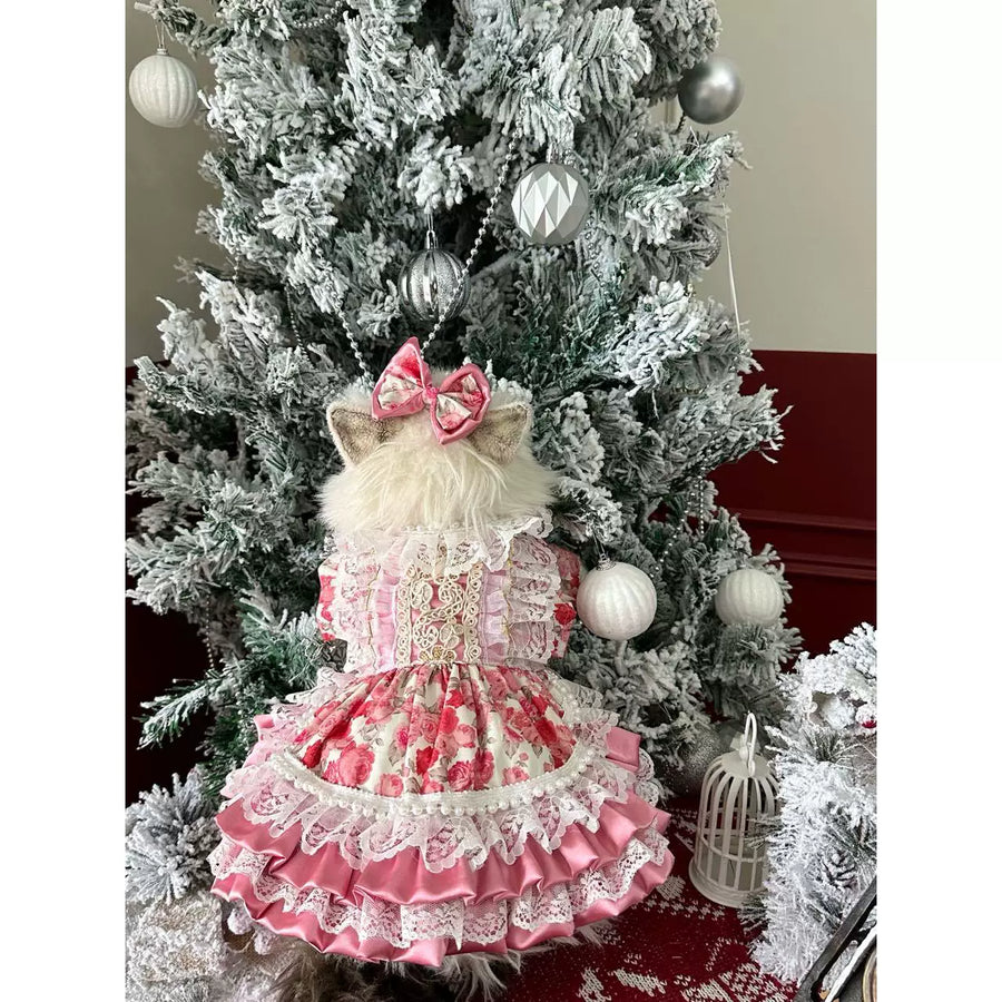 Pearl Rose Dog Princess Dress, Cute Cat Clothes
