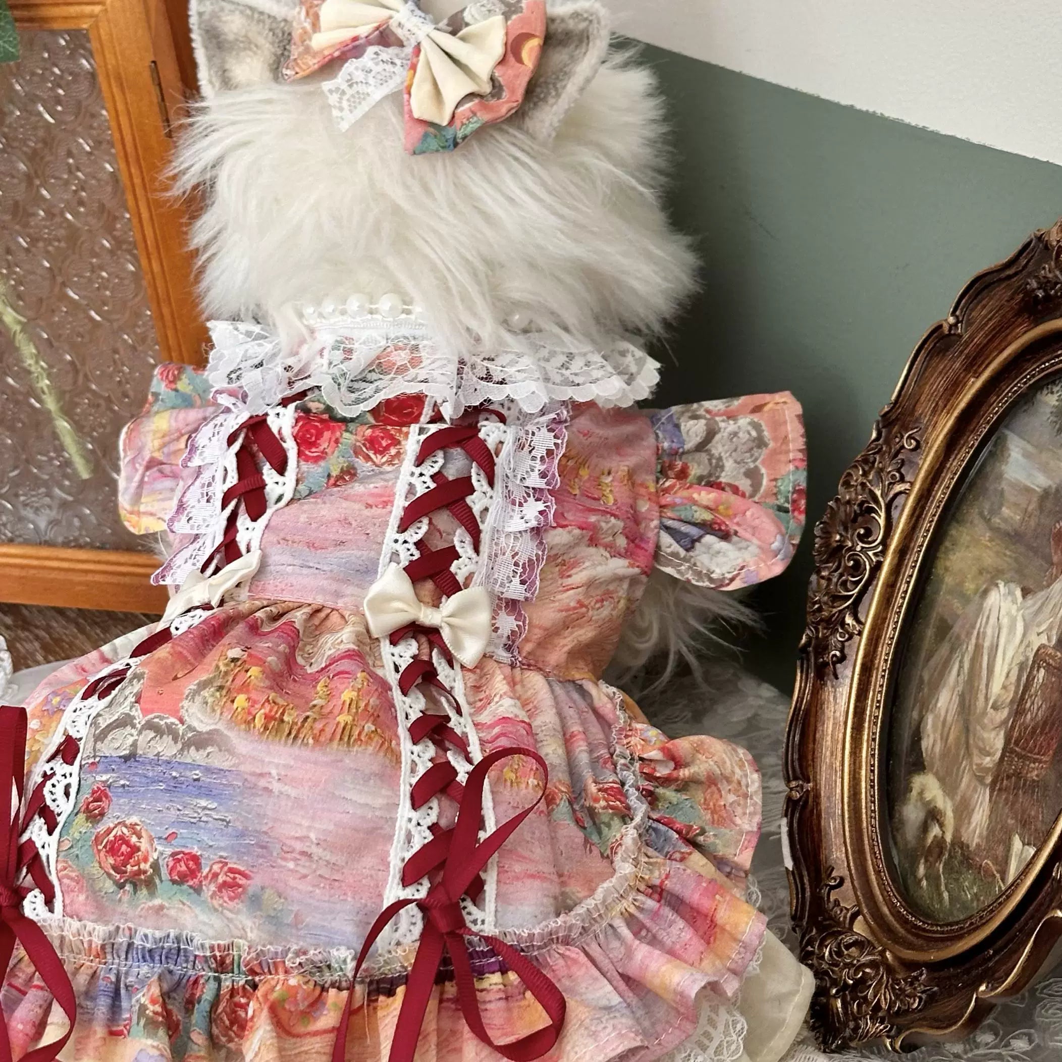 Rainbow Ribbon Cat Outfit, Pet Clothes