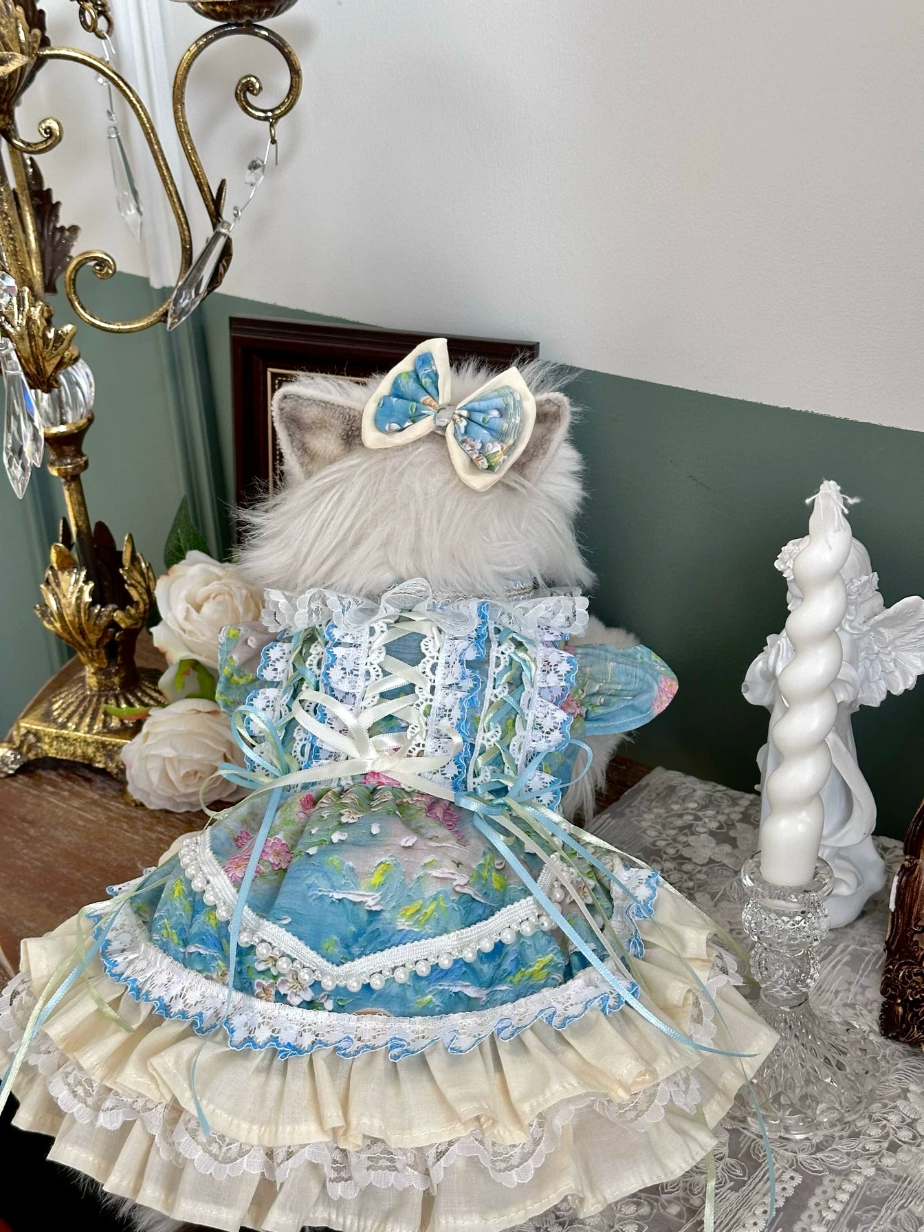 Water Lily Pearl Cat Dress, Cat Apparel