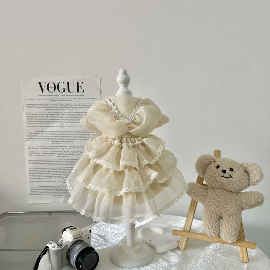 Minimal Korean Lace Cat Dress, Dog Clothes for Small Dogs