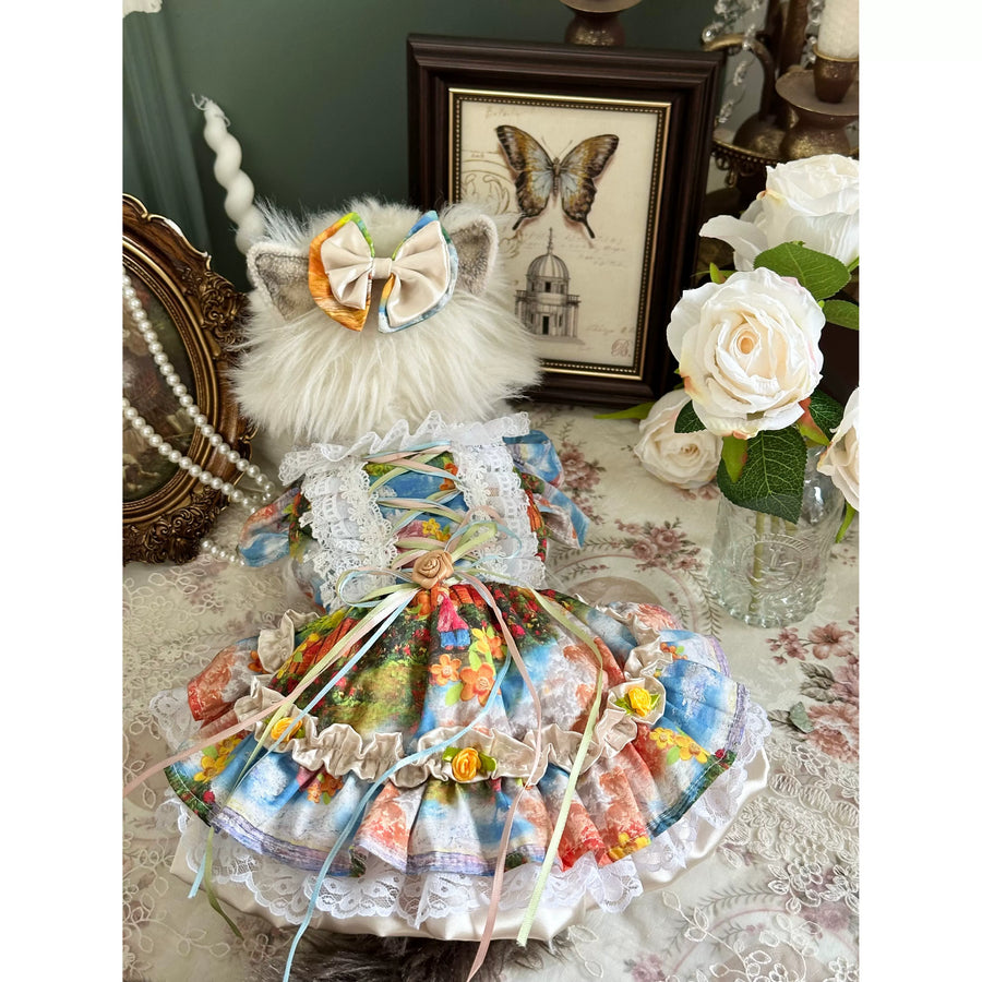 French Garden Painting Pet Dress for Cats and Small Dogs - Image 4