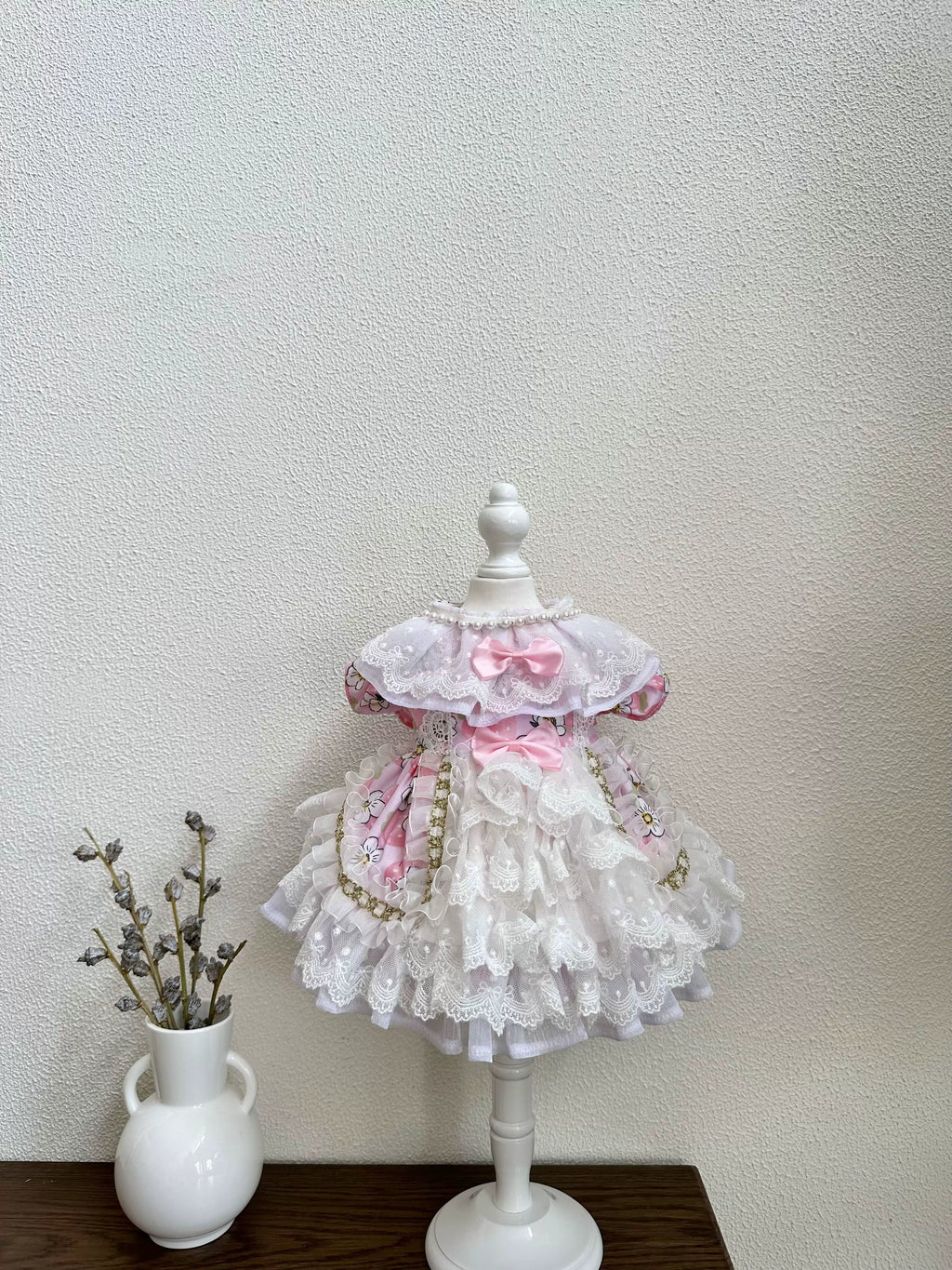 Pink Lace Cat Birthday Outfit, Cat Princess Dress Party Look