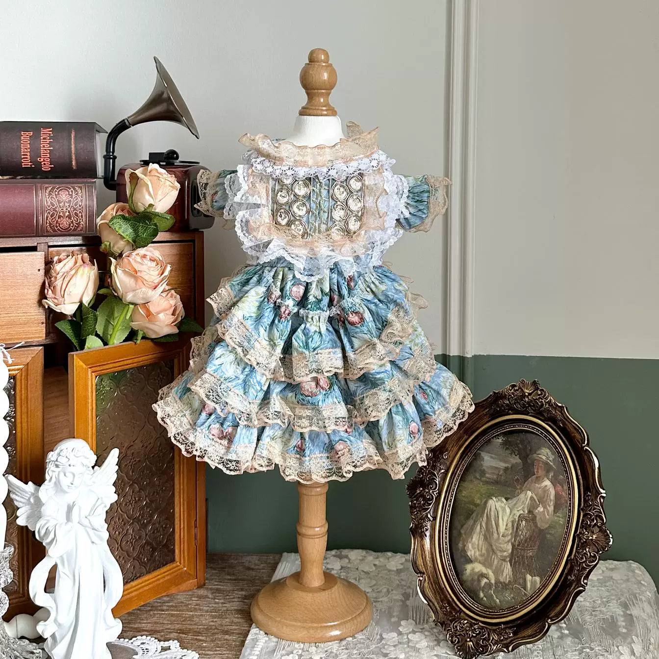 French Lace Garden Tea Pet Dress for Small Dogs and Cats